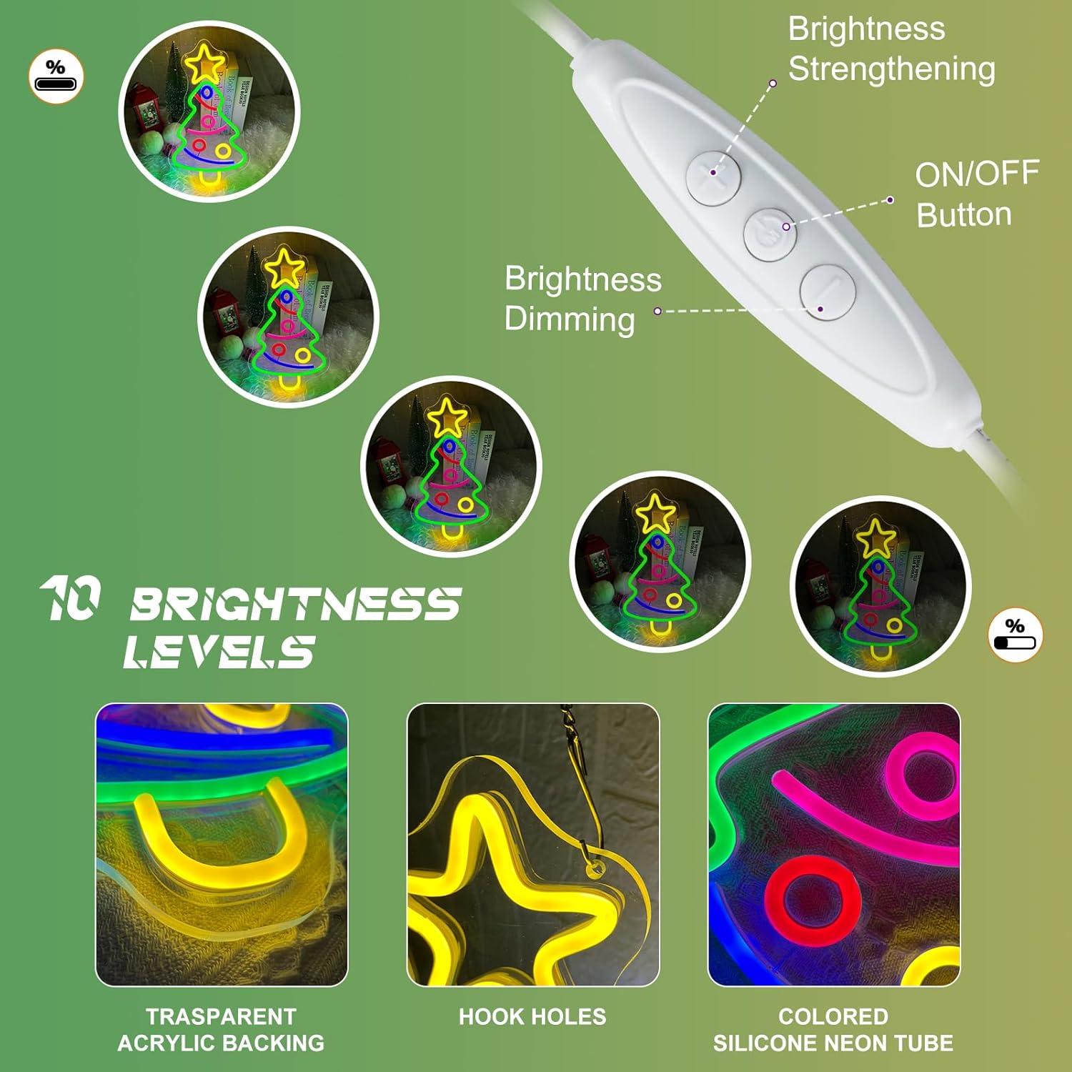 Luz de Neón LED Árbol de Navidad BerniceKelly 40x22cm USB