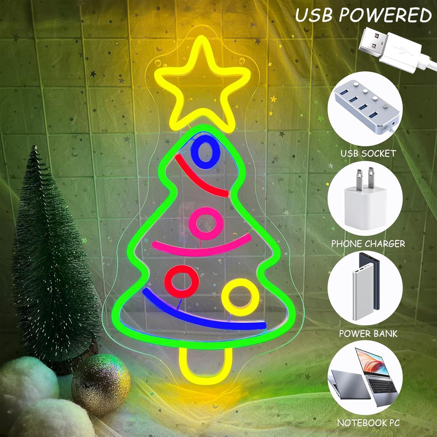Luz de Neón LED Árbol de Navidad BerniceKelly 40x22cm USB