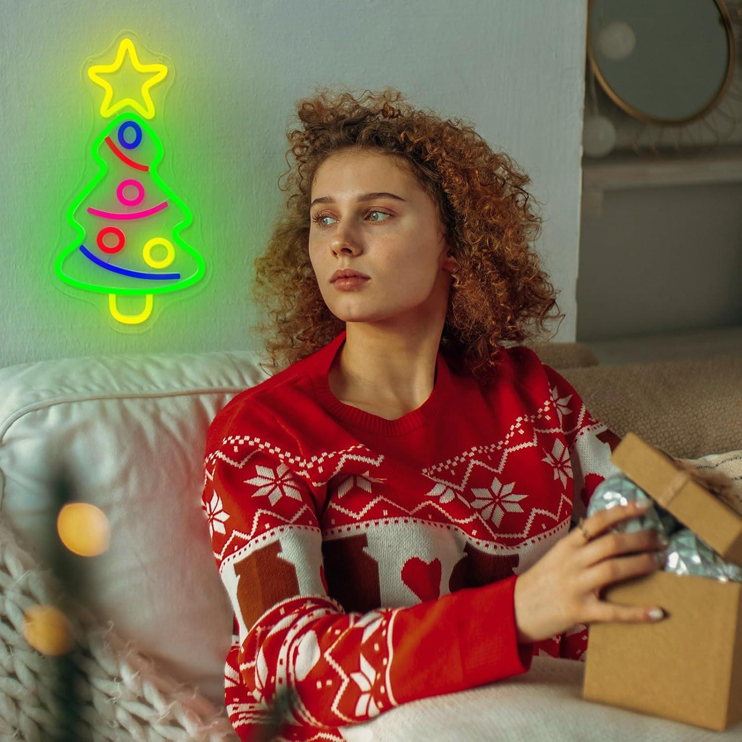 Luz de Neón LED Árbol de Navidad BerniceKelly 40x22cm USB