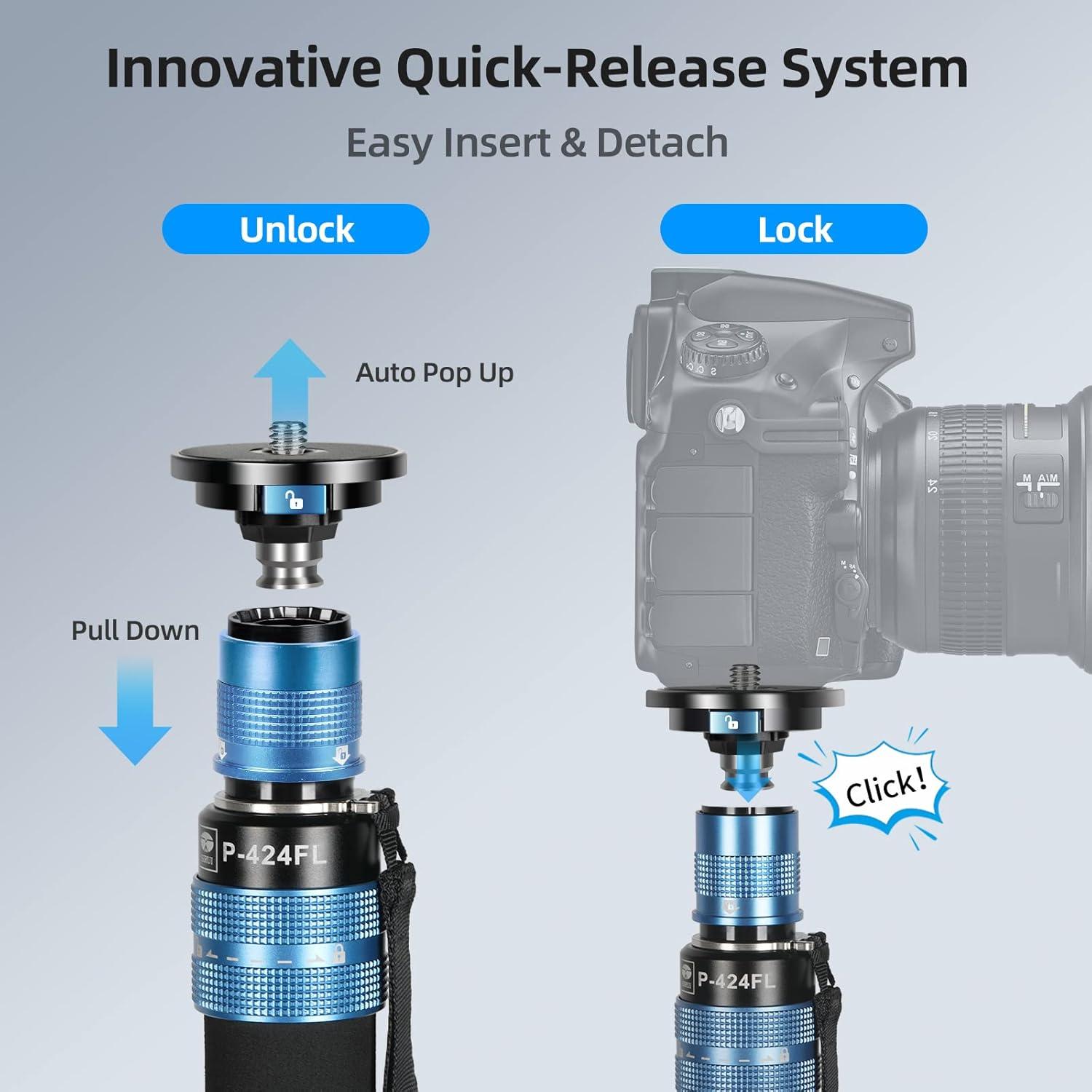 Monopie Profesional SIRUI P-424FL de Fibra de Carbono 198 cm