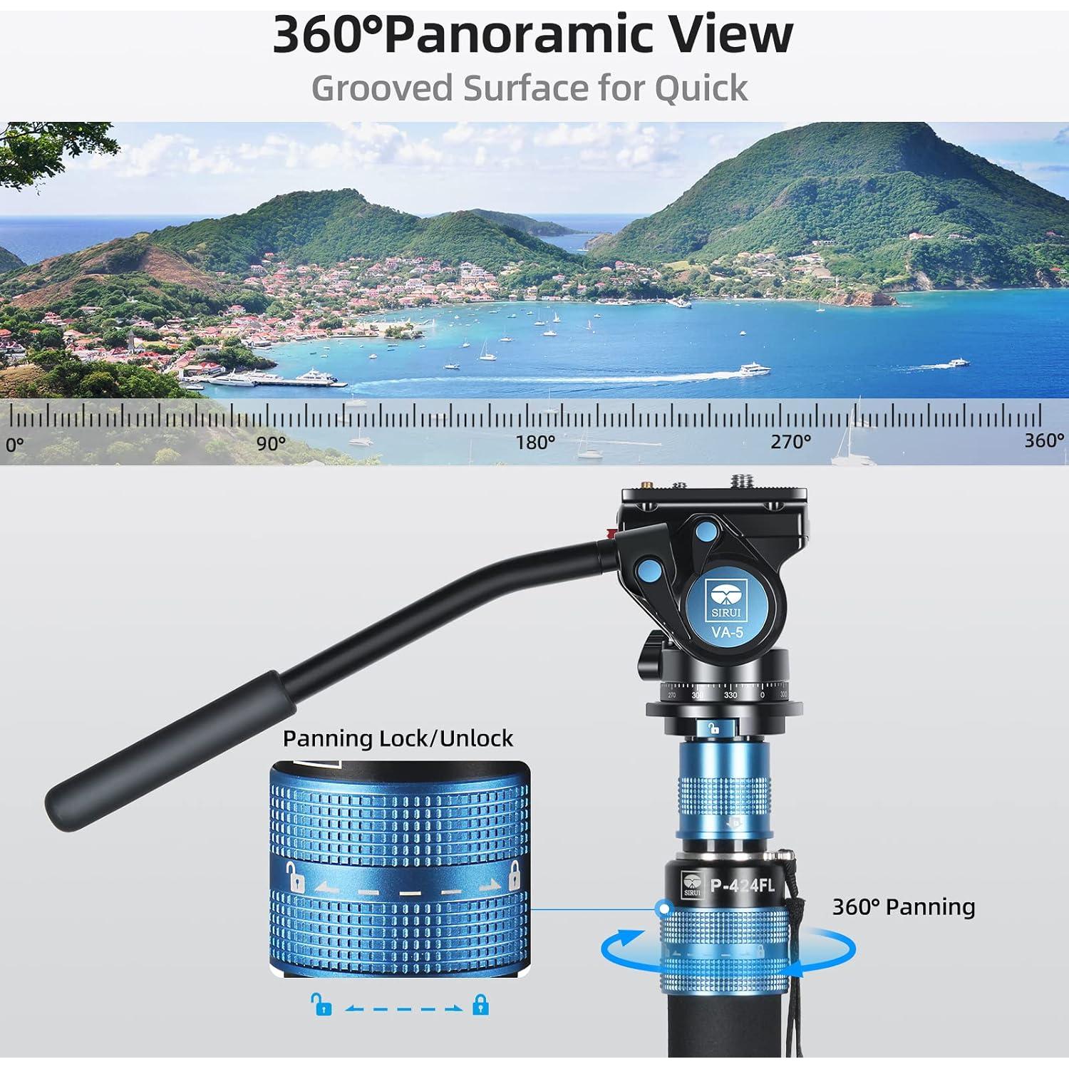 Monopie Profesional SIRUI P-424FL de Fibra de Carbono 198 cm