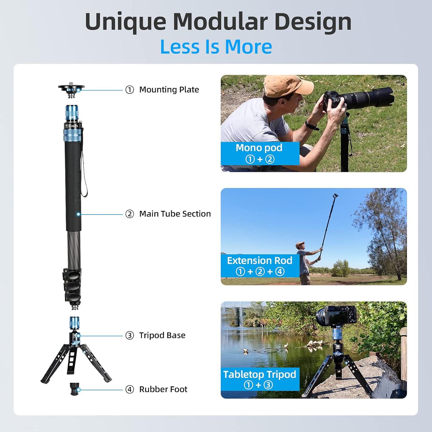 Monopie Profesional SIRUI P-424FL de Fibra de Carbono 198 cm