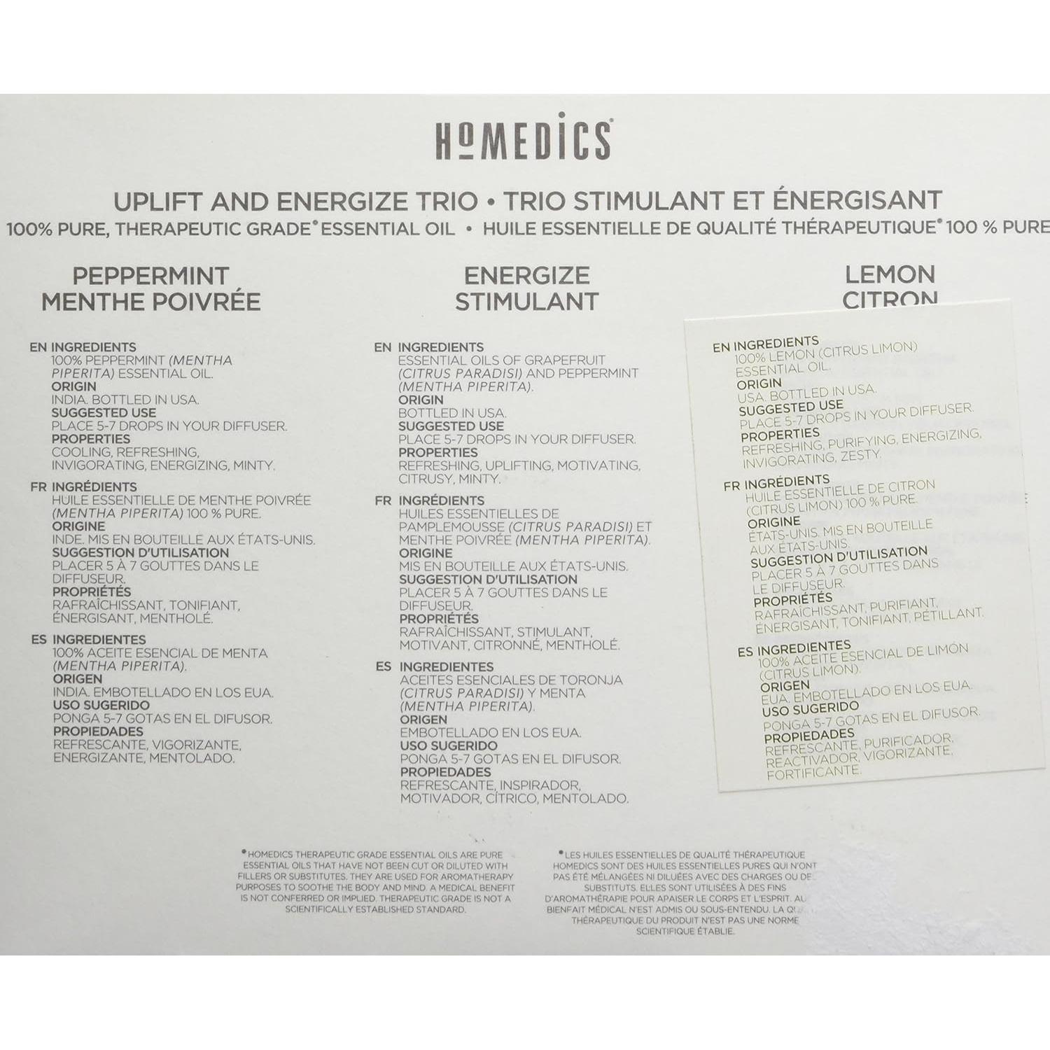 Set de Aceites Esenciales HoMedics 15ml Energía - 3 Piezas