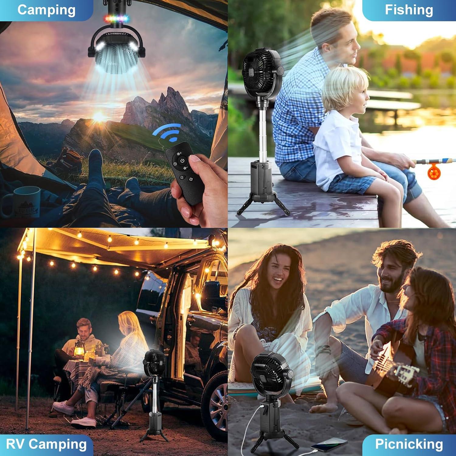 Ventilador de Camping Odoland 20000mAh con Linterna y Control Remoto