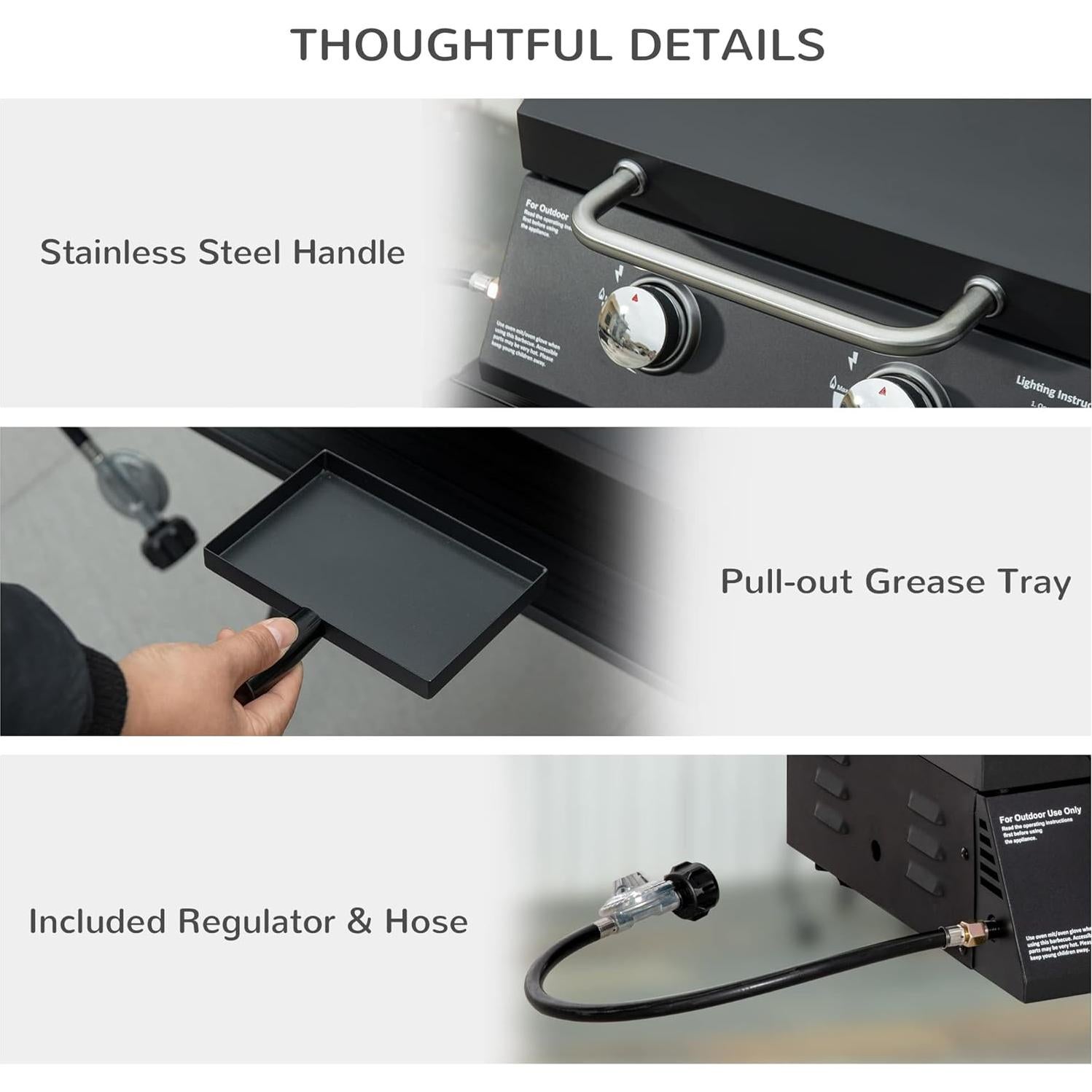 Parrilla de Gas Propano Outsunny 2 Quemadores Portátil Negra