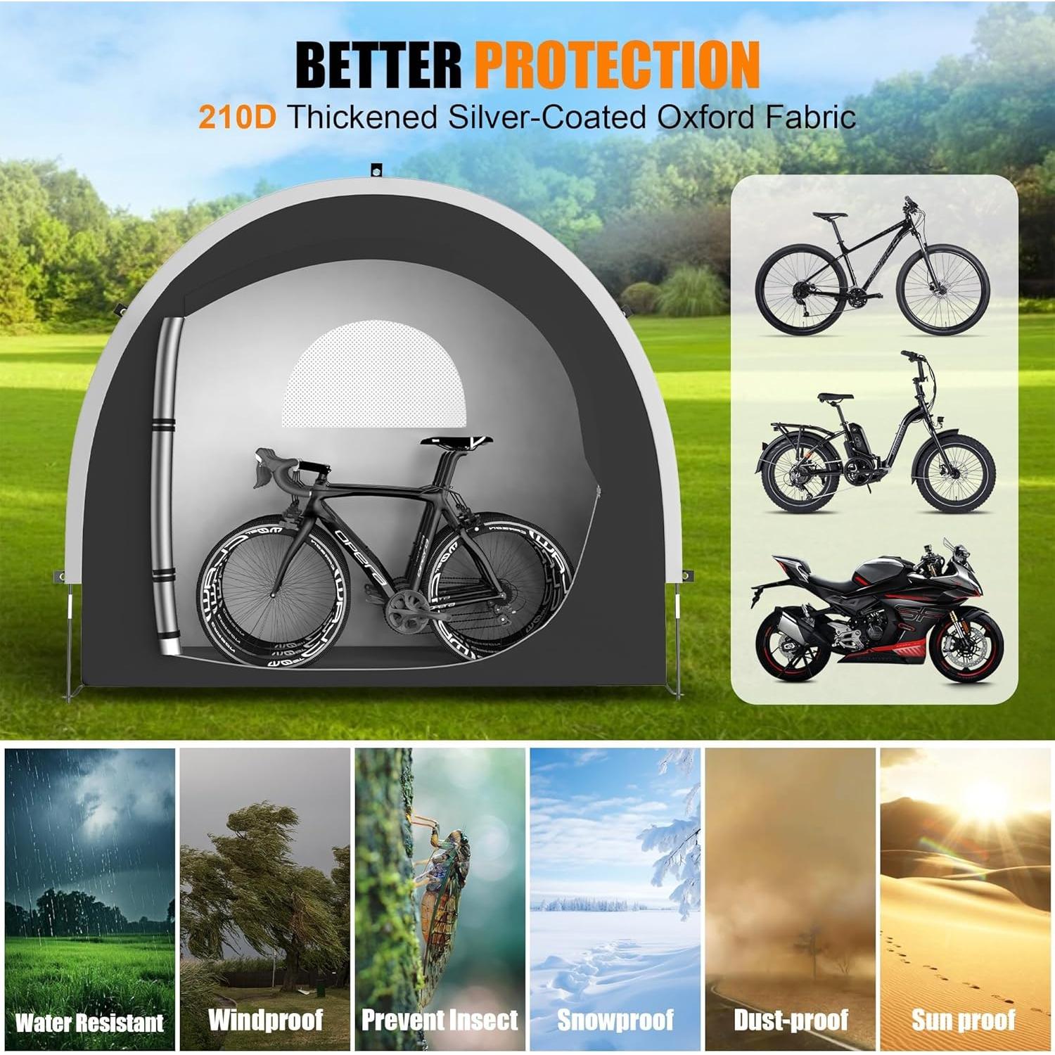 Cobertizo de Almacenamiento para Bicicletas Cepkquis 3 Bicicletas 210D