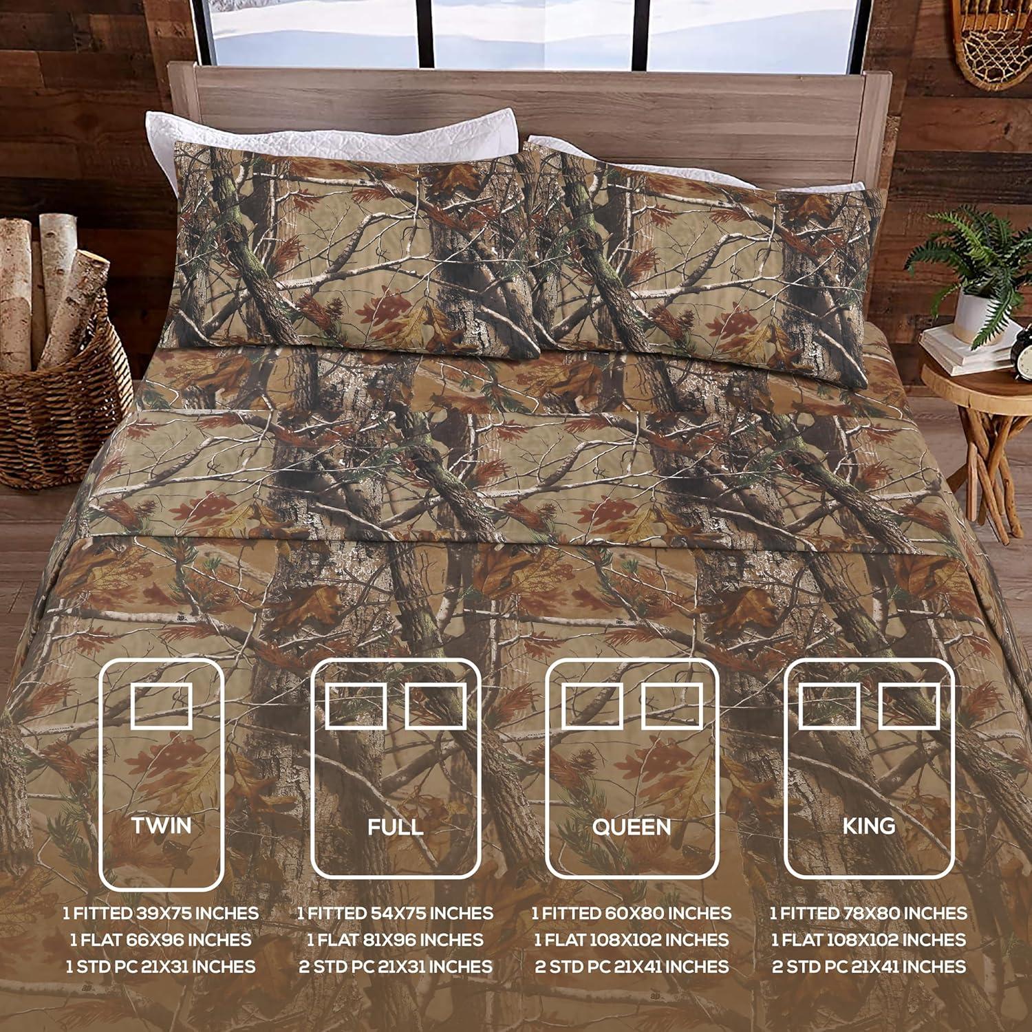 Conjunto de Sábanas de Camo Realtree Polycotton Individual 3 Piezas