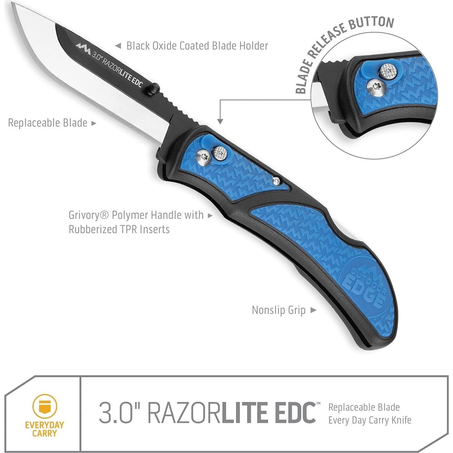 Cuchillo Plegable Outdoor Edge RazorLite EDC 7.6 cm Azul