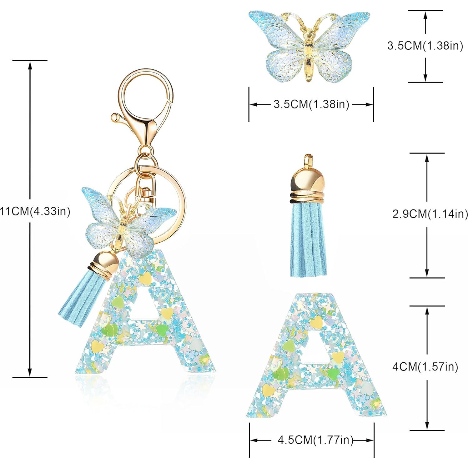 Llavero Inicial de Alfabeto con Borla y Mariposa - Moda