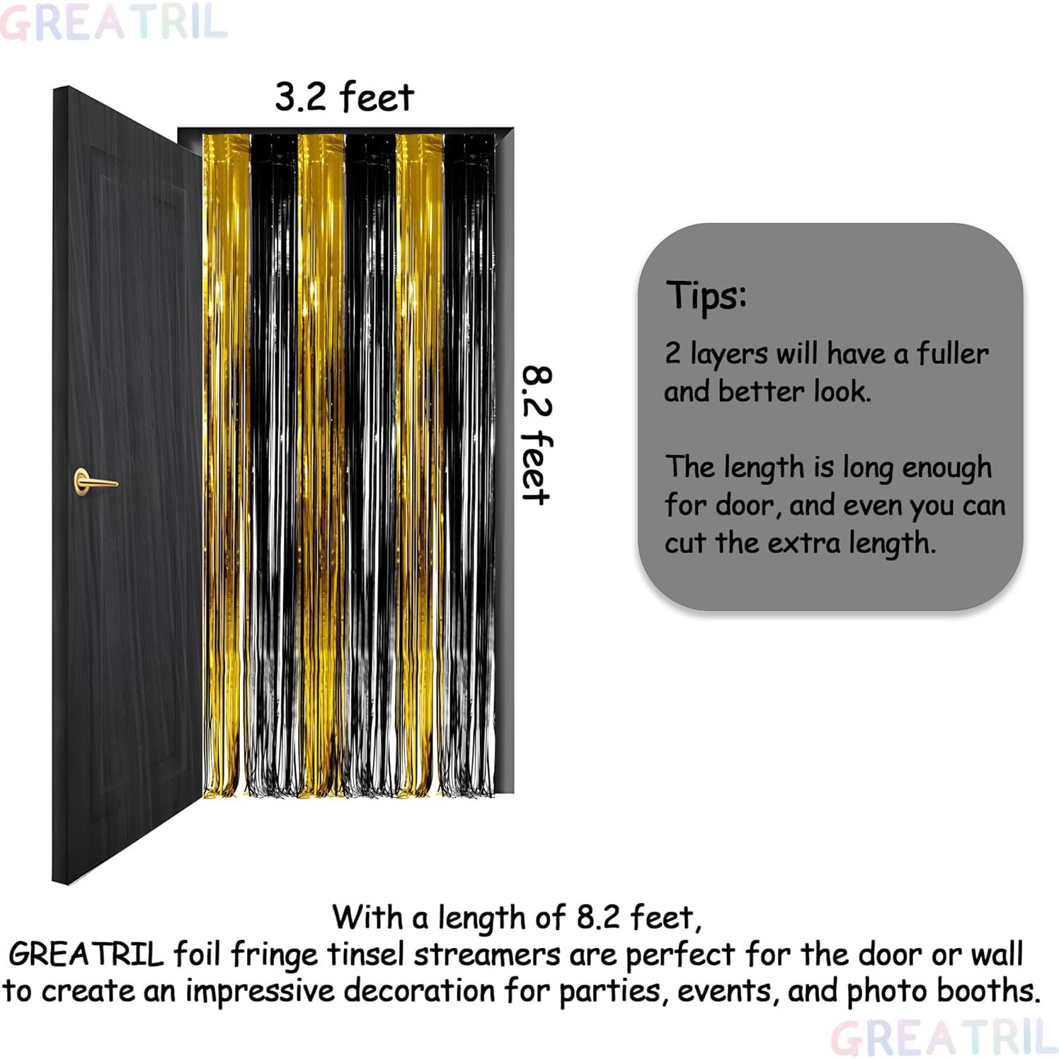 Cortina de Papel de Aluminio GREATRIL Negro y Dorado 0.97m x 2.49m - 2 Paquetes