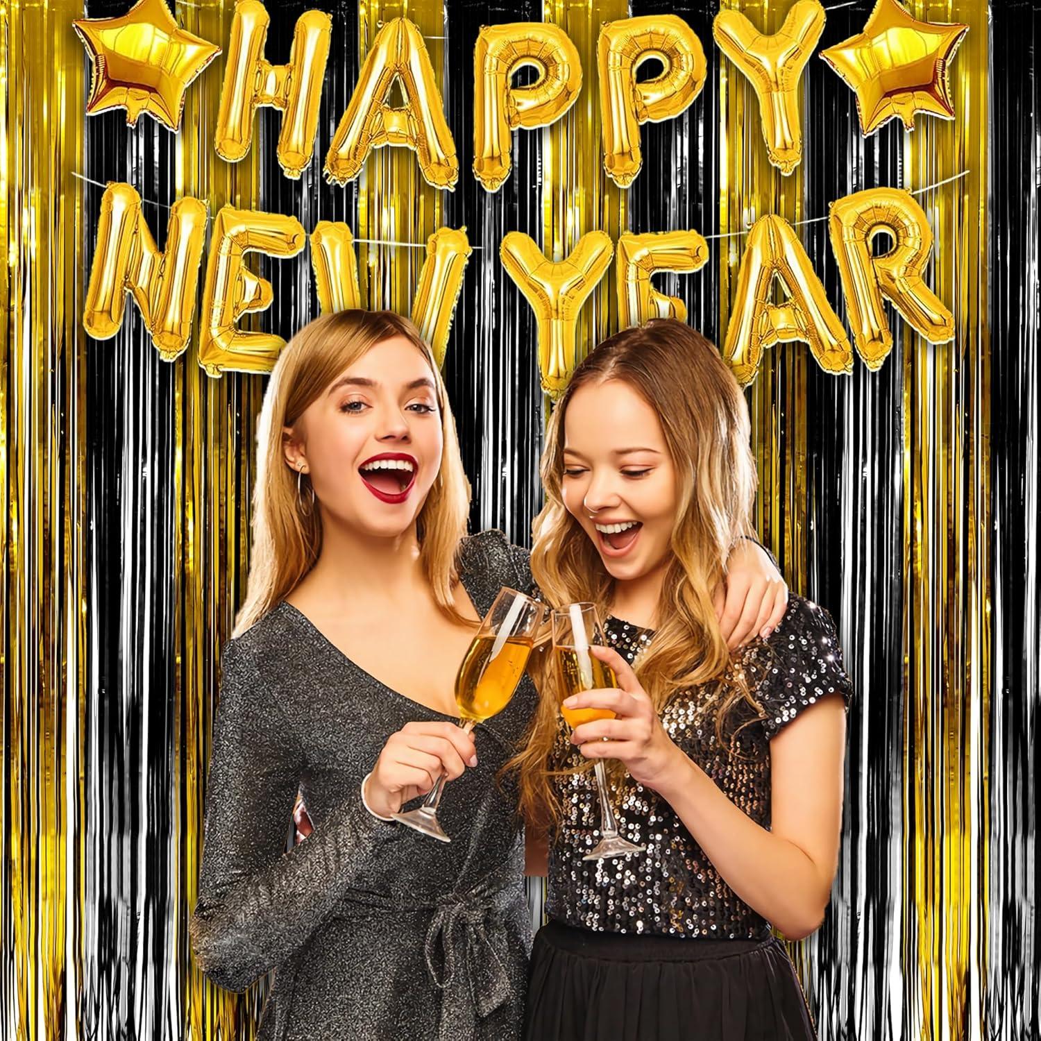 Cortina de Papel de Aluminio GREATRIL Negro y Dorado 0.97m x 2.49m - 2 Paquetes