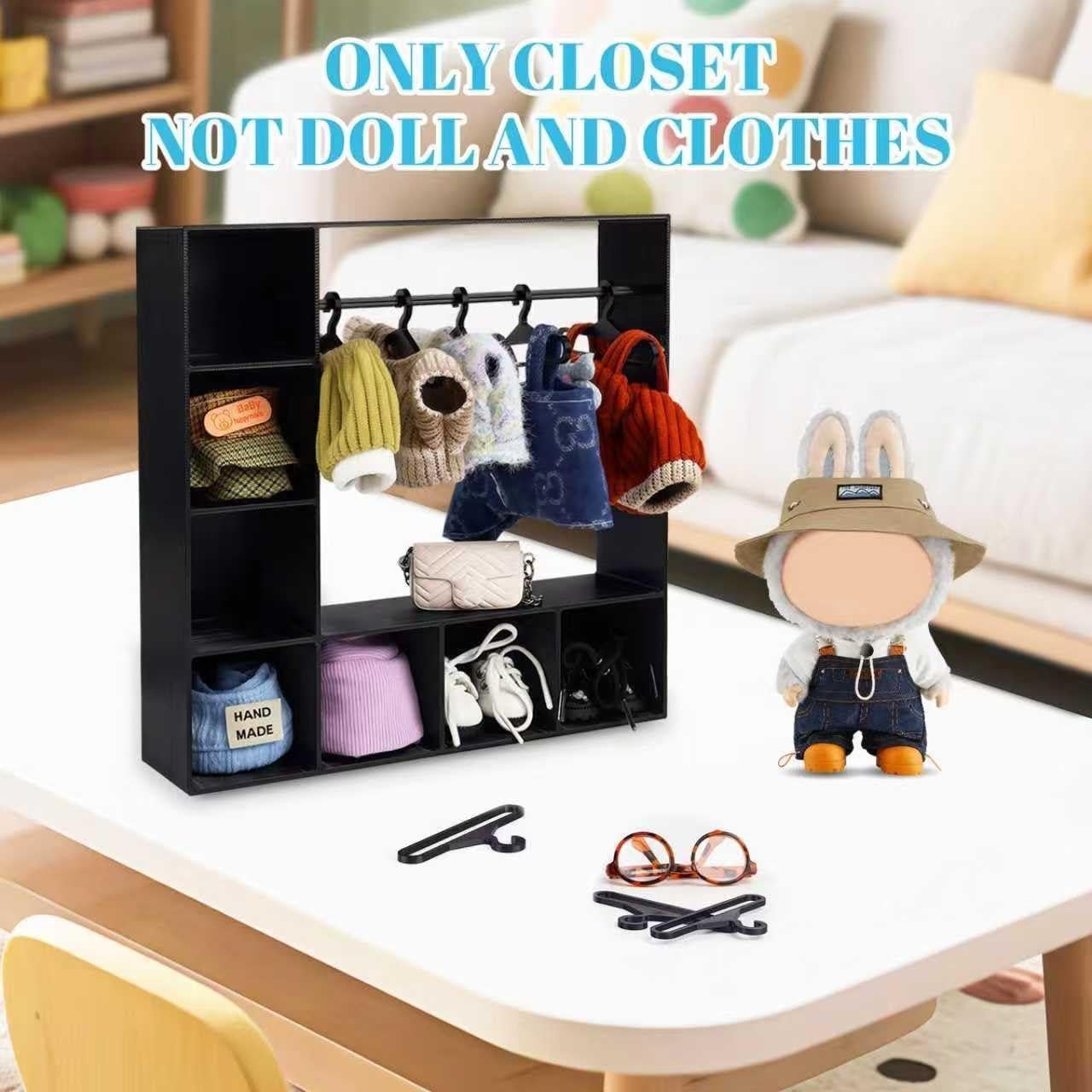 Armario de Ropa para Muñecas Rain Bunny con 10 Perchas Negro