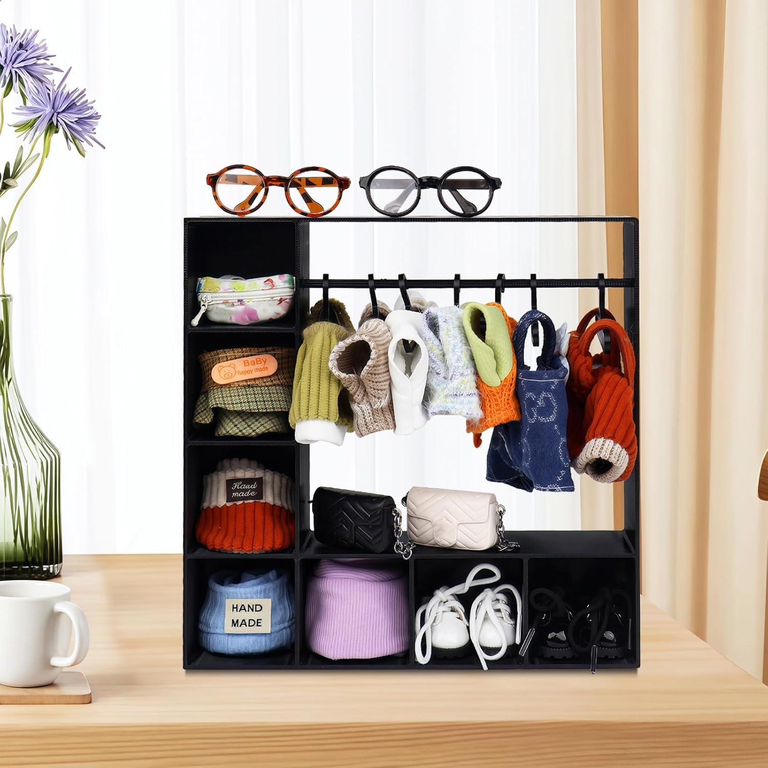 Armario de Ropa para Muñecas Rain Bunny con 10 Perchas Negro