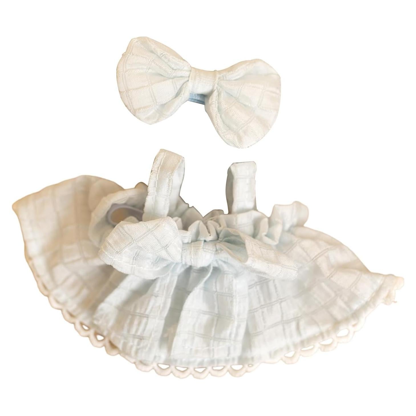 CALEMBOU Plush Doll Clothes, 6.7 Inches Cute Bow Tie Doll Clothes for Plush Doll, Kawaii Doll Accessories Toys Gifts for Girls(Only Clothes) (Blue)