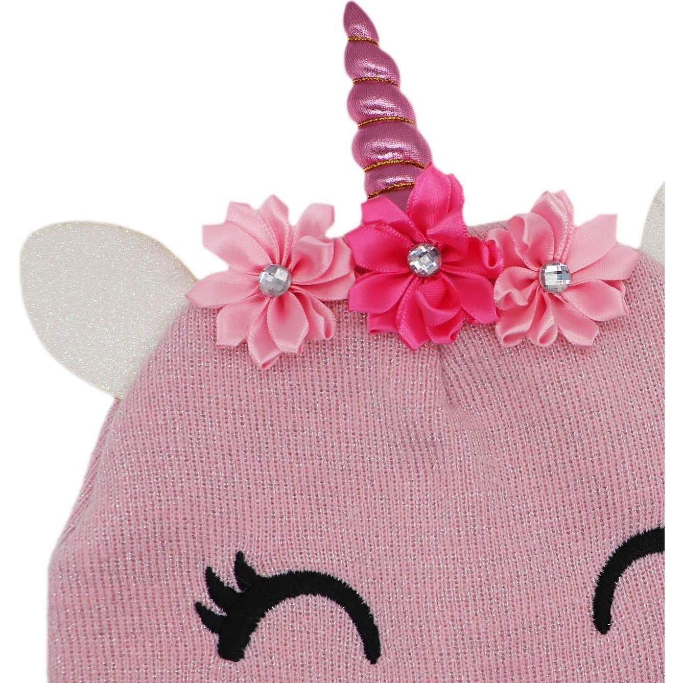 Conjunto de gorro y guantes unicornio para niñas 3-9 años