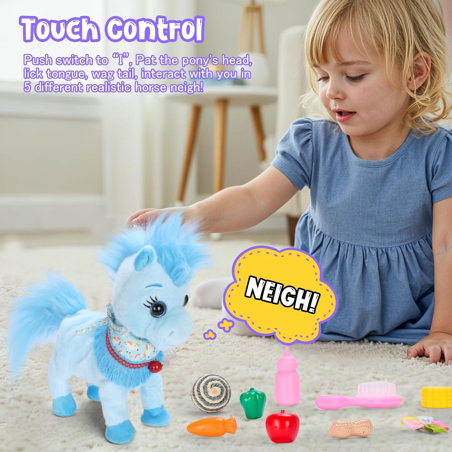 Pony Interactivo Azul Ylpaprm que Camina y Canta 29 cm