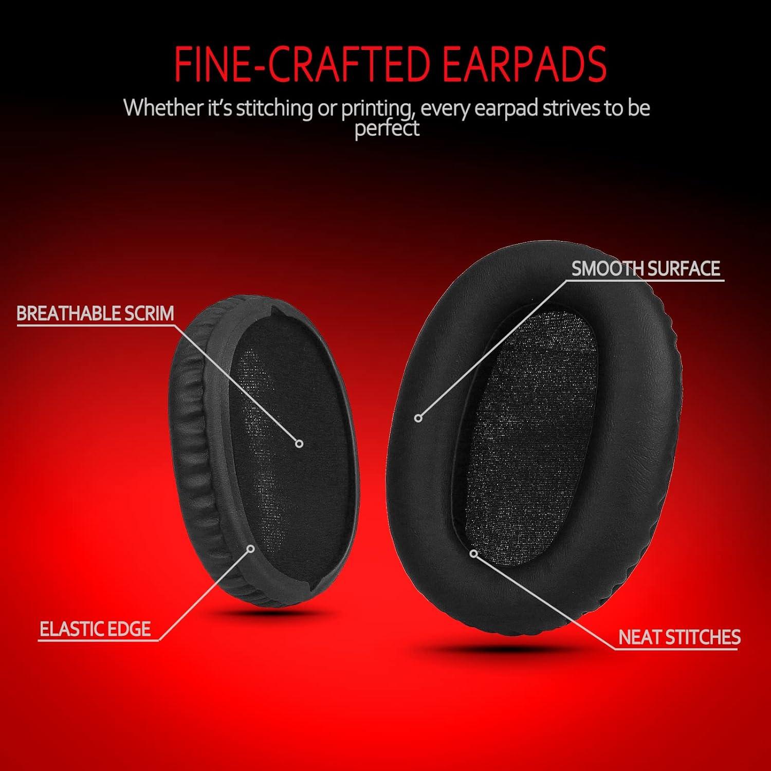 Almohadillas de Reemplazo para Auriculares Sony WH-CH700N/WH-CH710N - Krone Kalpasmos - Espuma de Memoria y Cuero Negro