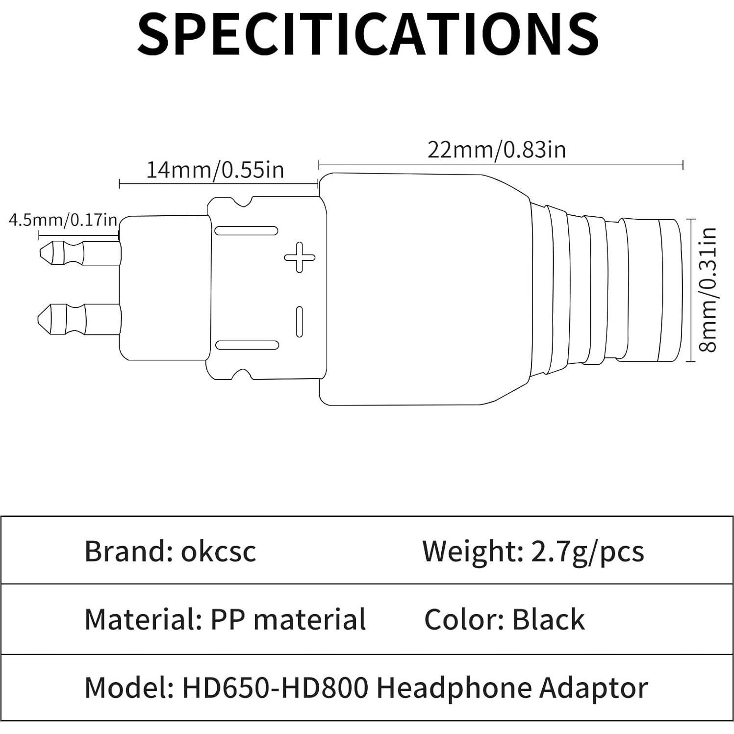 Adaptador de Auriculares OKCSC HD650 Macho a HD800 Hembra