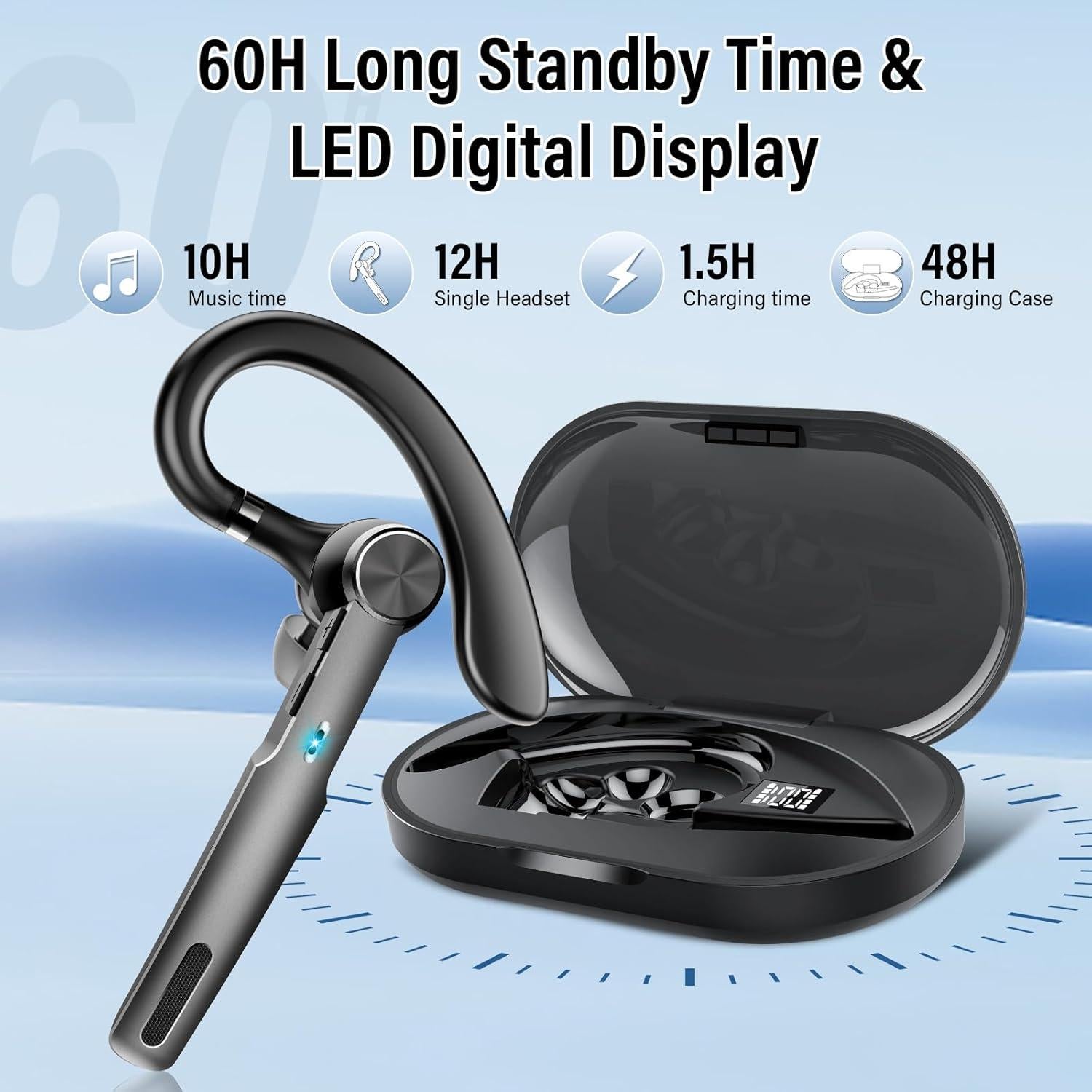 Auricular Bluetooth Qecnato G2 Inalámbrico con Micrófono 60H