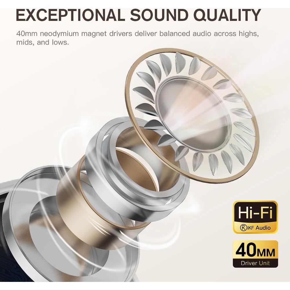 Auriculares Inalámbricos iKF R2 Retro 40mm Bluetooth 5.4 Negro