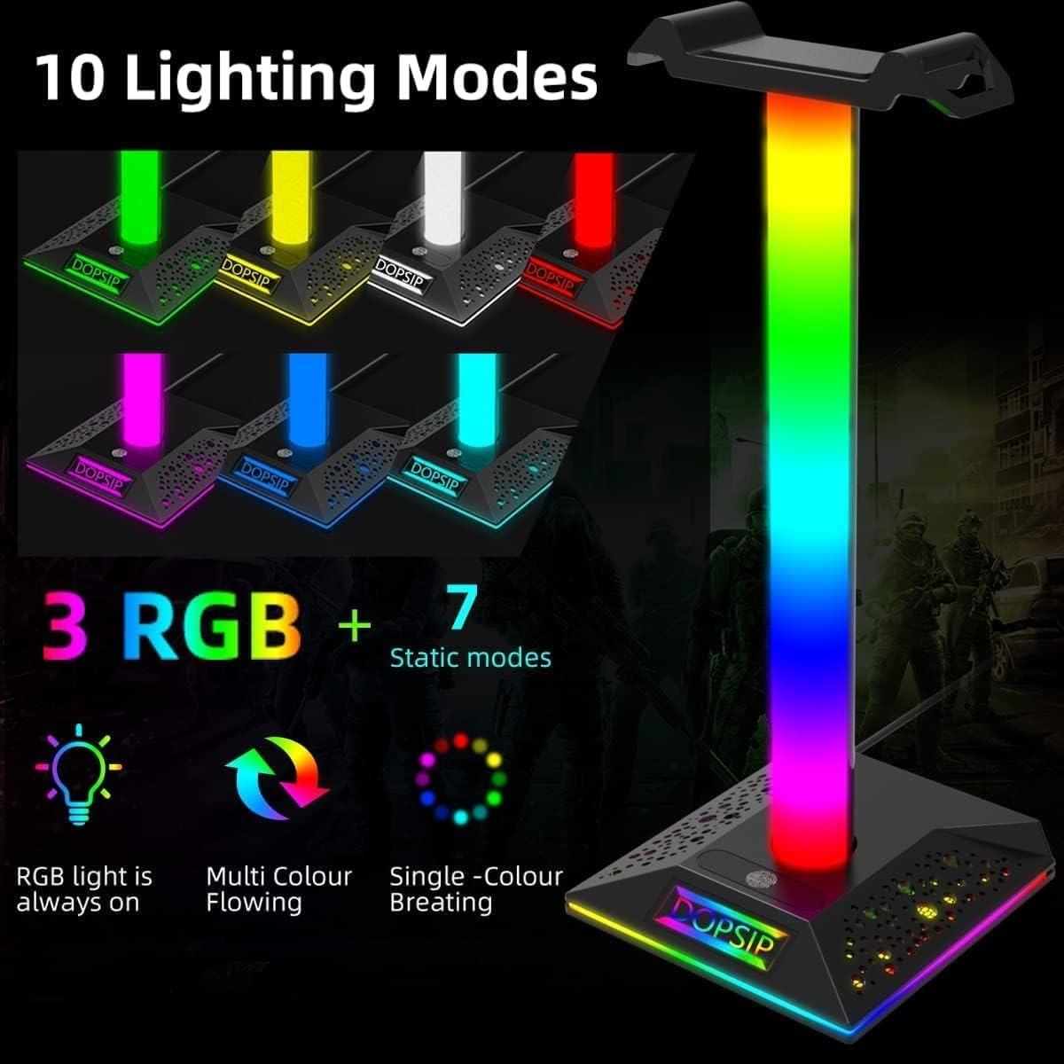 Soporte para Auriculares RGB ZNikoyidy con 2 Puertos USB