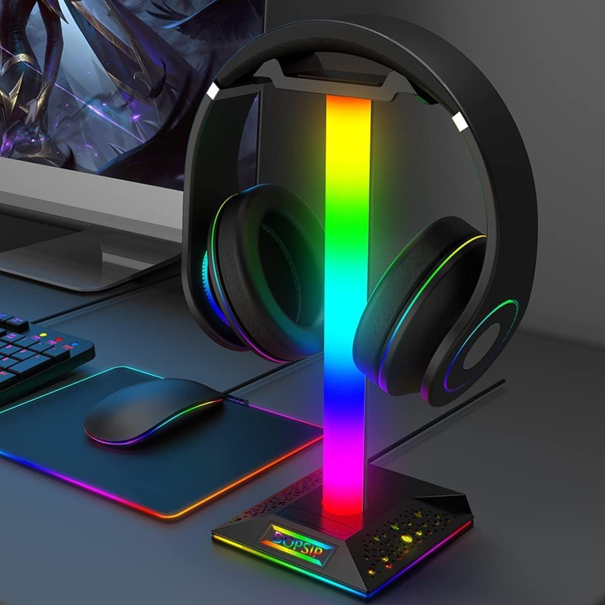 Soporte para Auriculares RGB ZNikoyidy con 2 Puertos USB