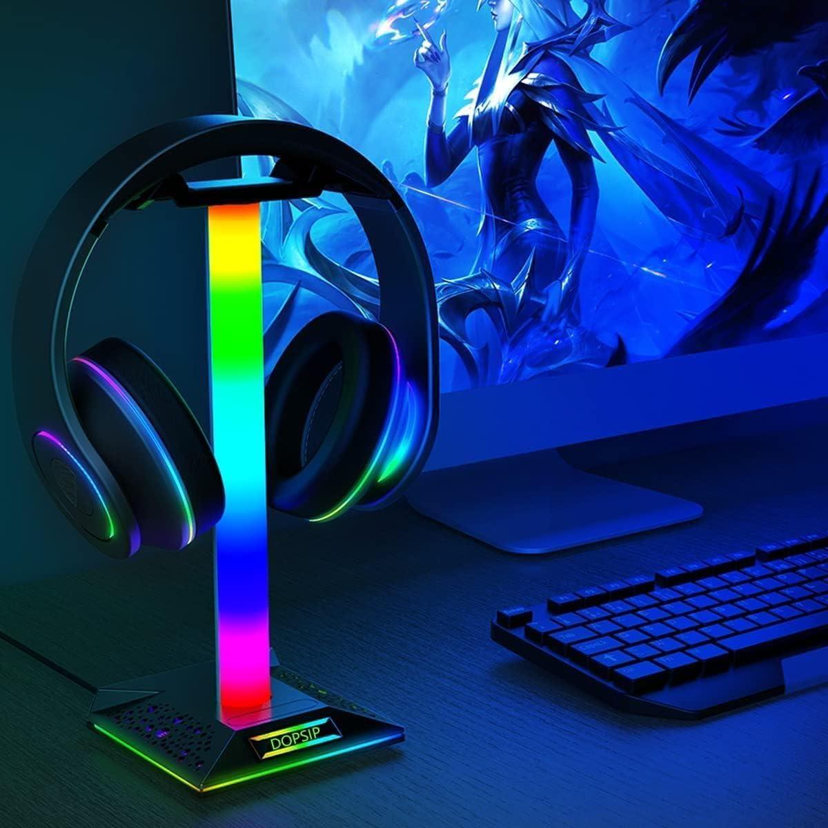 Soporte para Auriculares RGB ZNikoyidy con 2 Puertos USB
