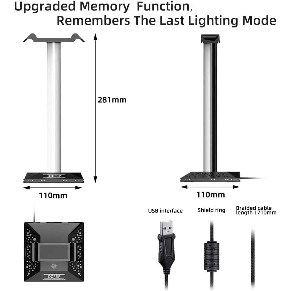 Soporte para Auriculares RGB ZNikoyidy con 2 Puertos USB