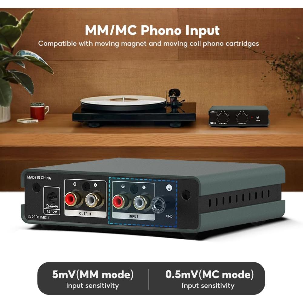 Preamplificador AIYIMA T3 PRO MM/MC para Tocadiscos