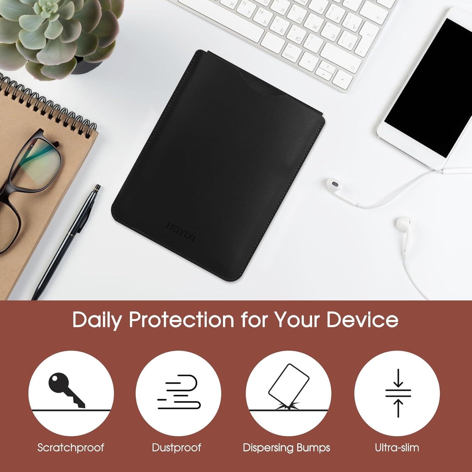 Funda Universal para E-Book 6" SOMEI Cuero Ecológico Negra