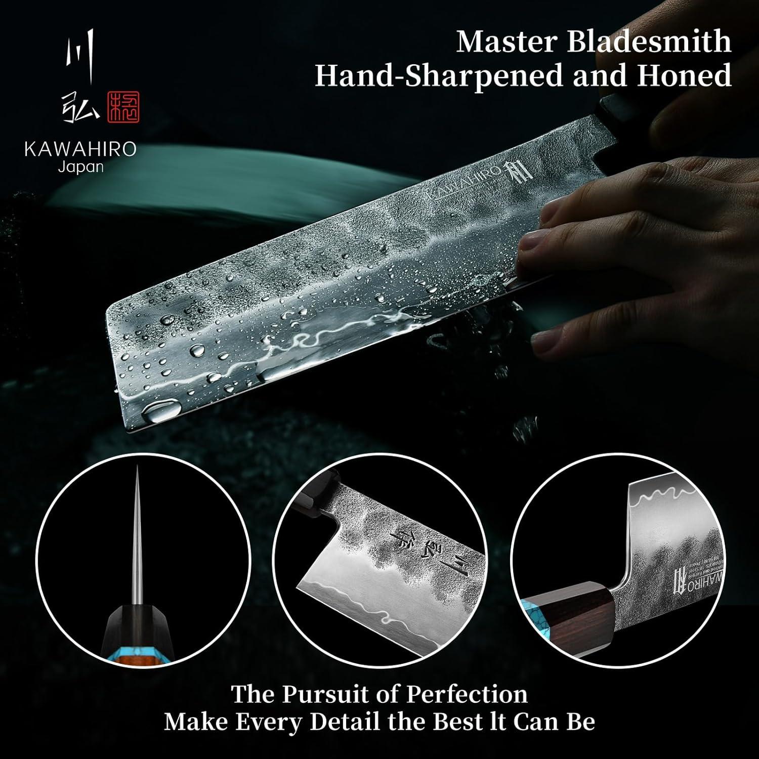 Cuchillo Nakiri KAWAHIRO 17.78 cm Acero VG10 Hecho a Mano