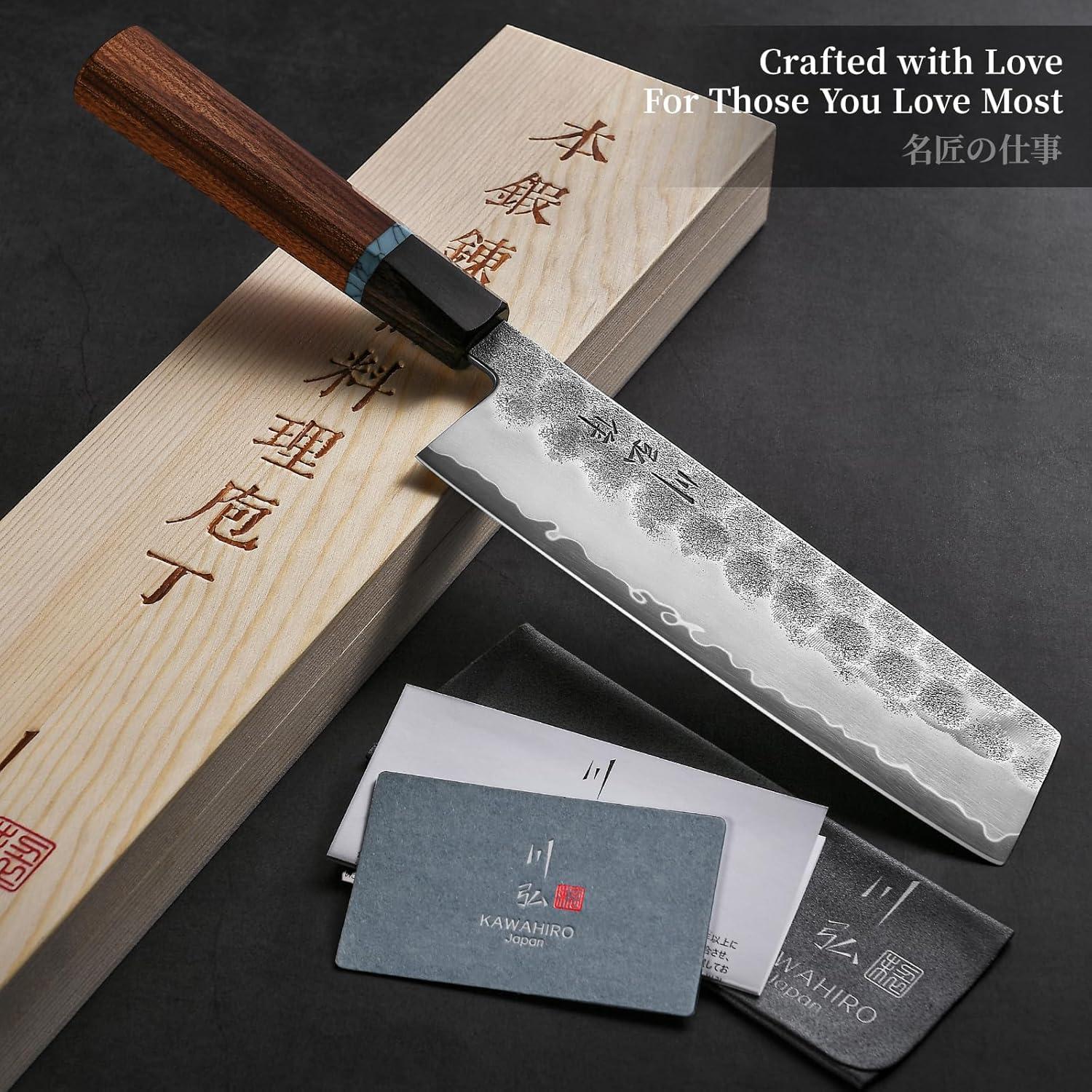 Cuchillo Nakiri KAWAHIRO 17.78 cm Acero VG10 Hecho a Mano