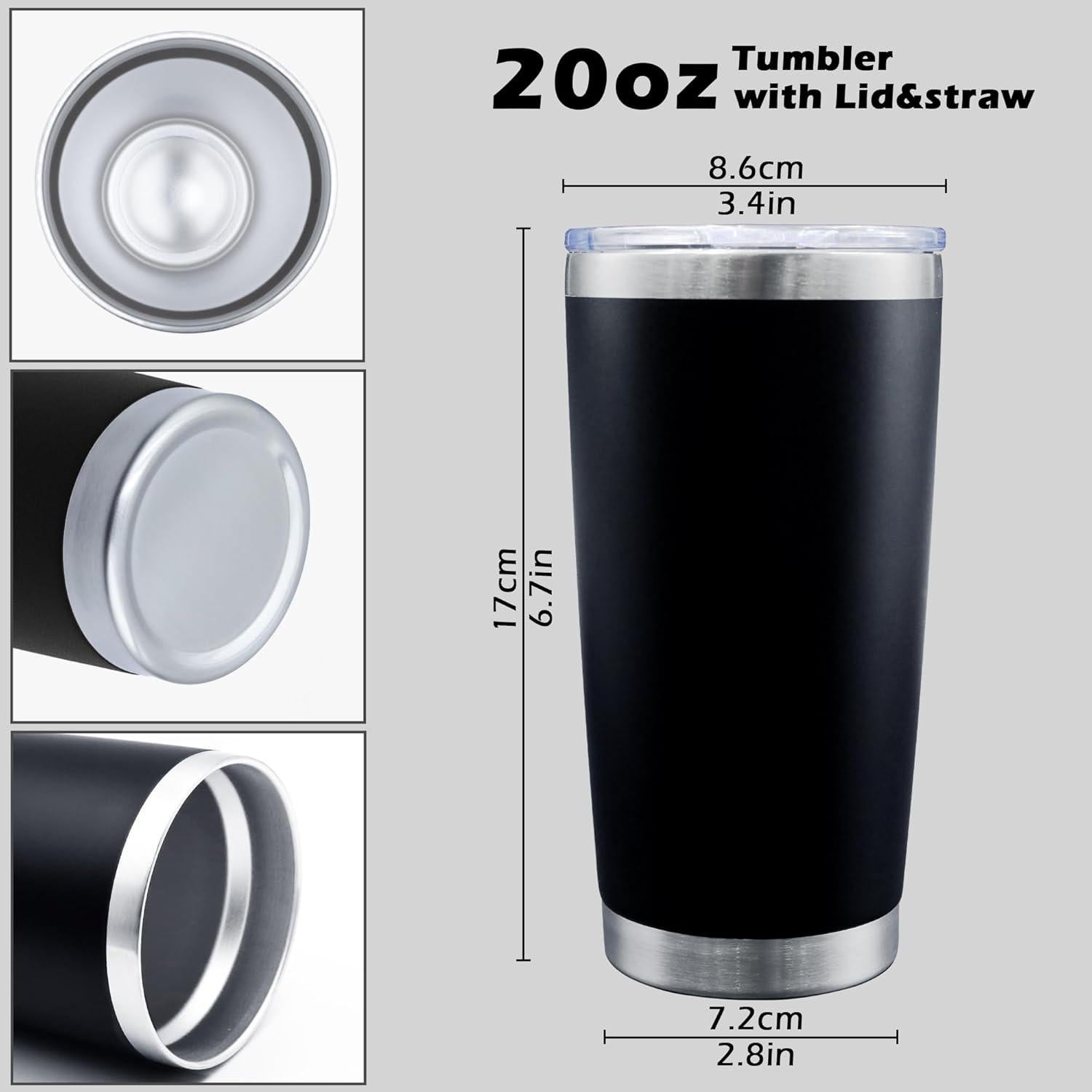 Taza Tumbler AIANJI 20oz Acero Inoxidable Doble Pared 12 Unidades