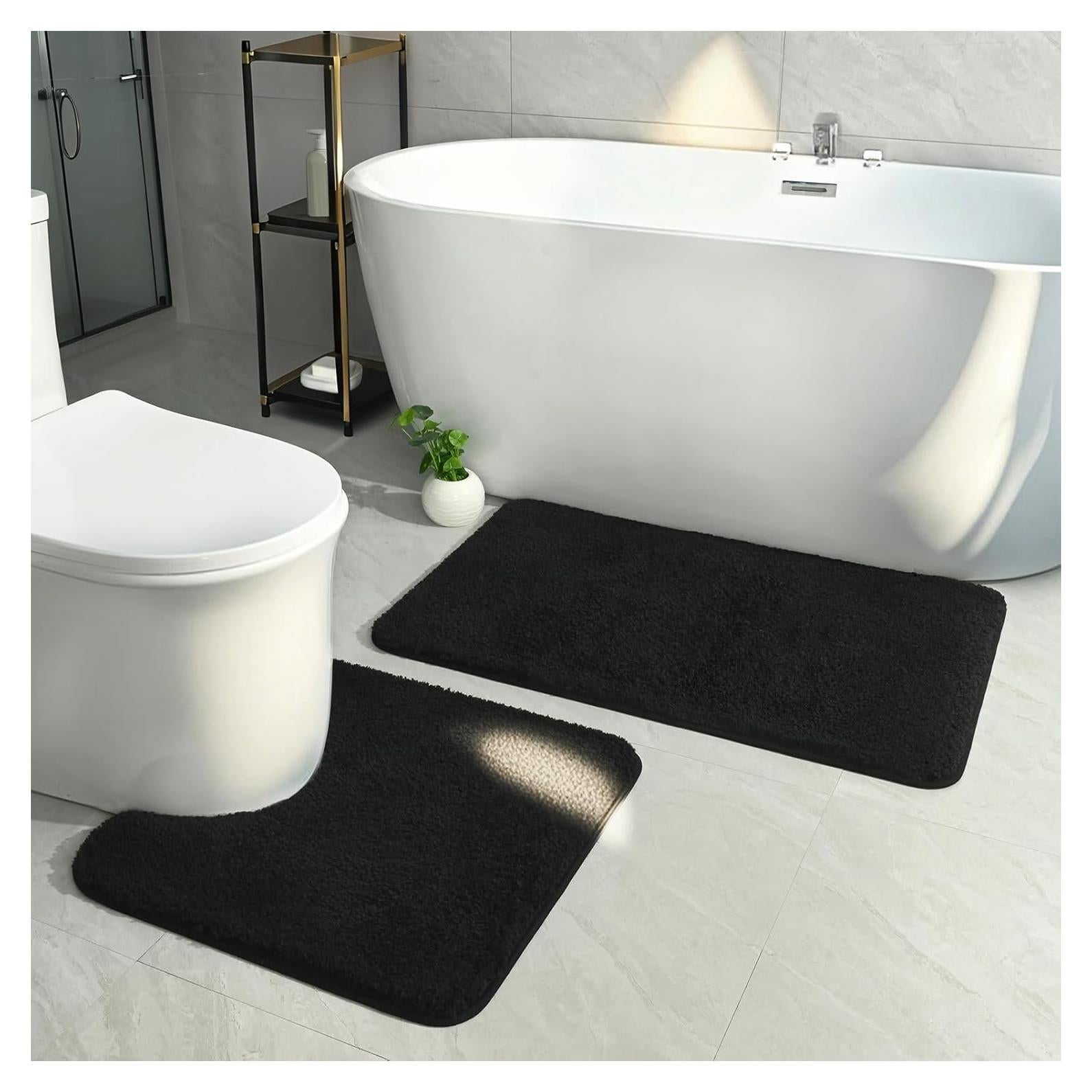 Conjunto de Alfombrillas de Baño HOMORE Negro 2 Piezas Suaves
