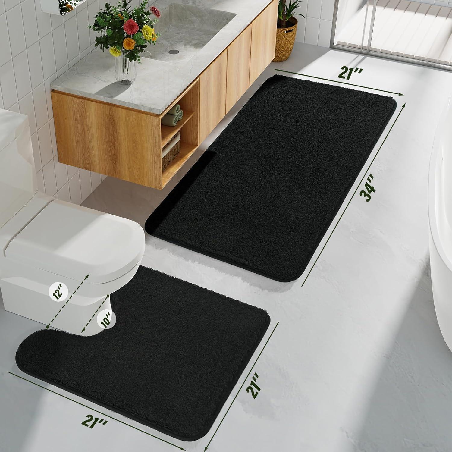 Conjunto de Alfombrillas de Baño HOMORE Negro 2 Piezas Suaves