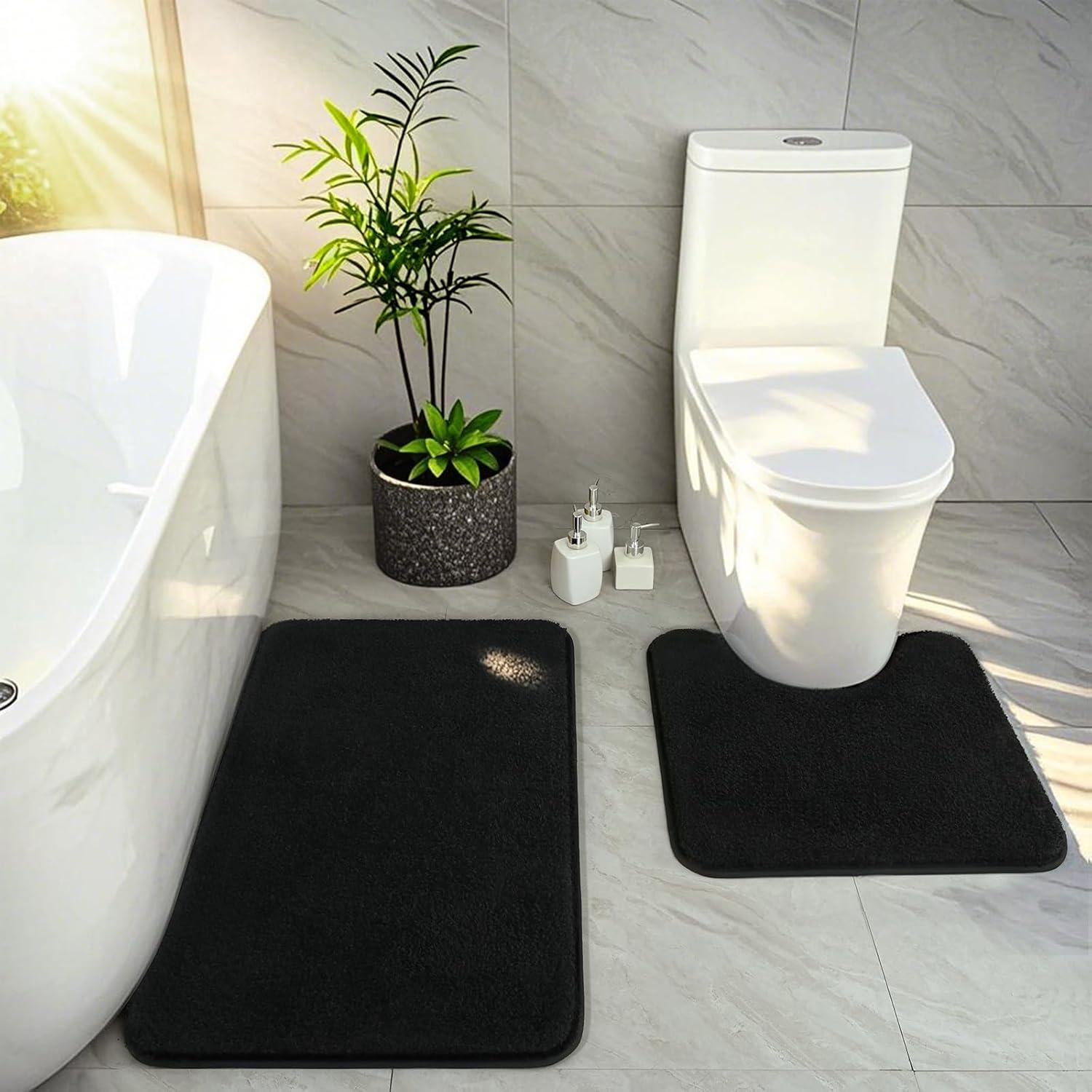 Conjunto de Alfombrillas de Baño HOMORE Negro 2 Piezas Suaves