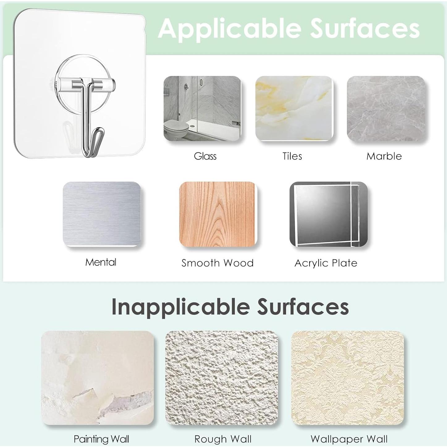 Ganchos Adhesivos Transparentes Lomrsiul - 10 Piezas, 5.9 kg