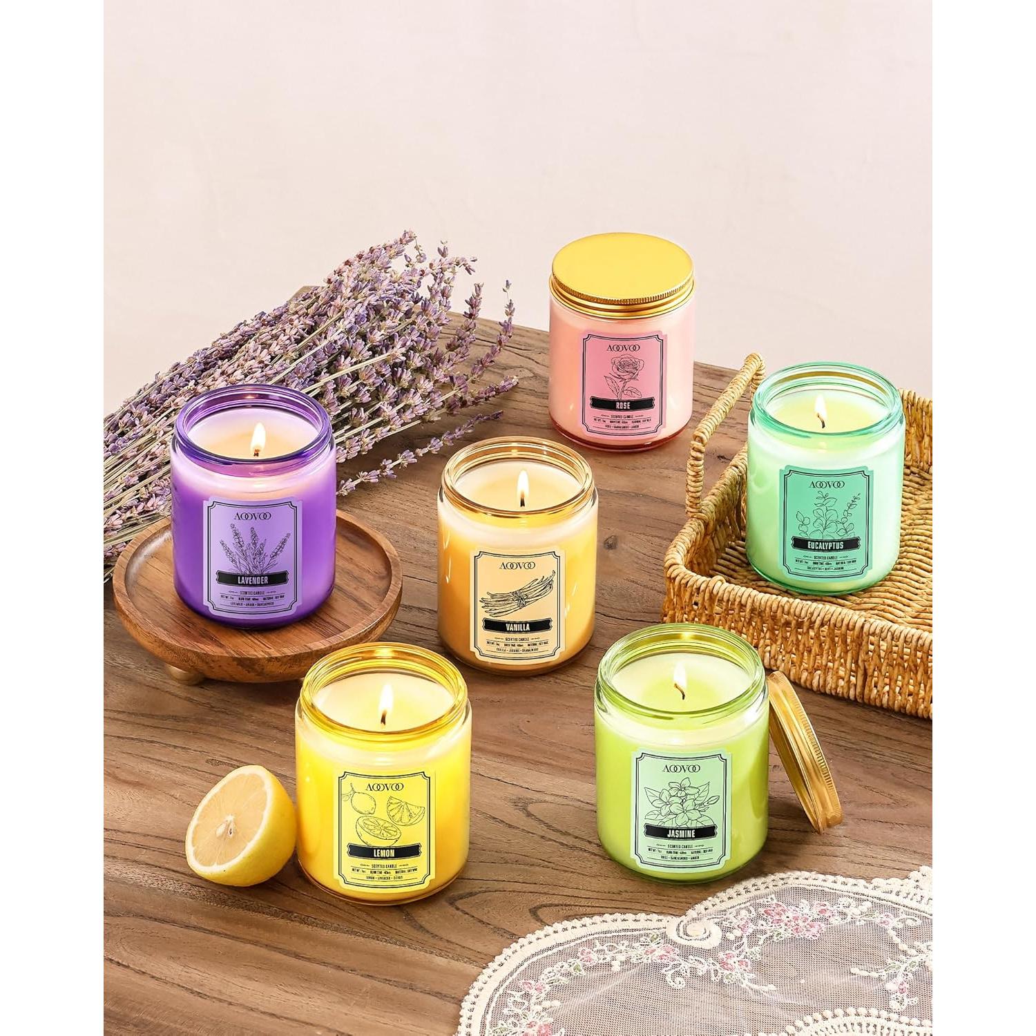 Set de 6 Velas Aromáticas AOOVOO de Soja - 1190g, 300 Horas