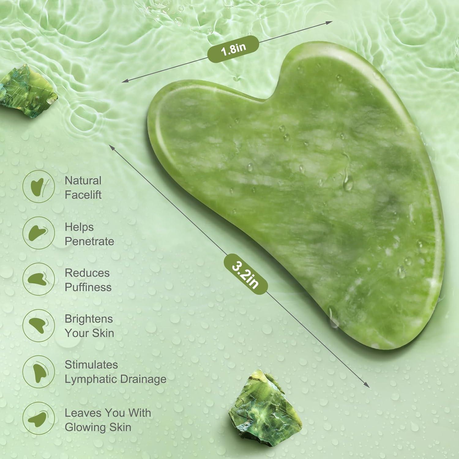 Juego de Herramientas de Masaje Gua Sha Jade Xiwei 2 Piezas