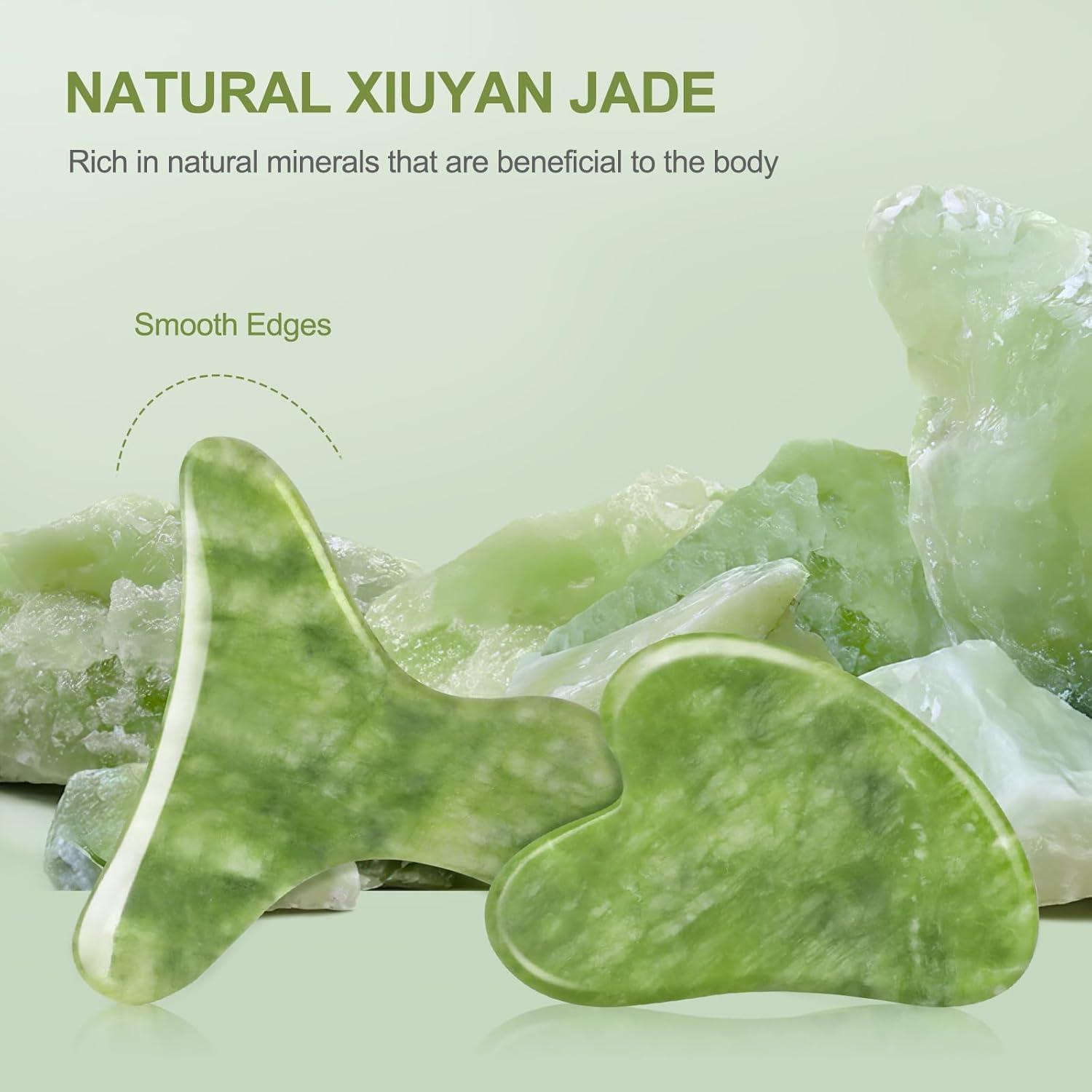 Juego de Herramientas de Masaje Gua Sha Jade Xiwei 2 Piezas