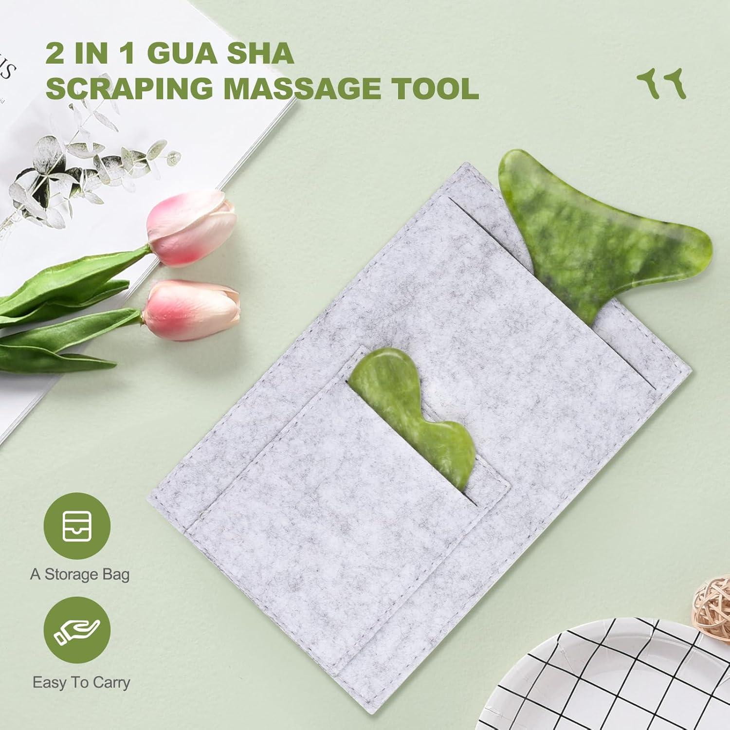 Juego de Herramientas de Masaje Gua Sha Jade Xiwei 2 Piezas