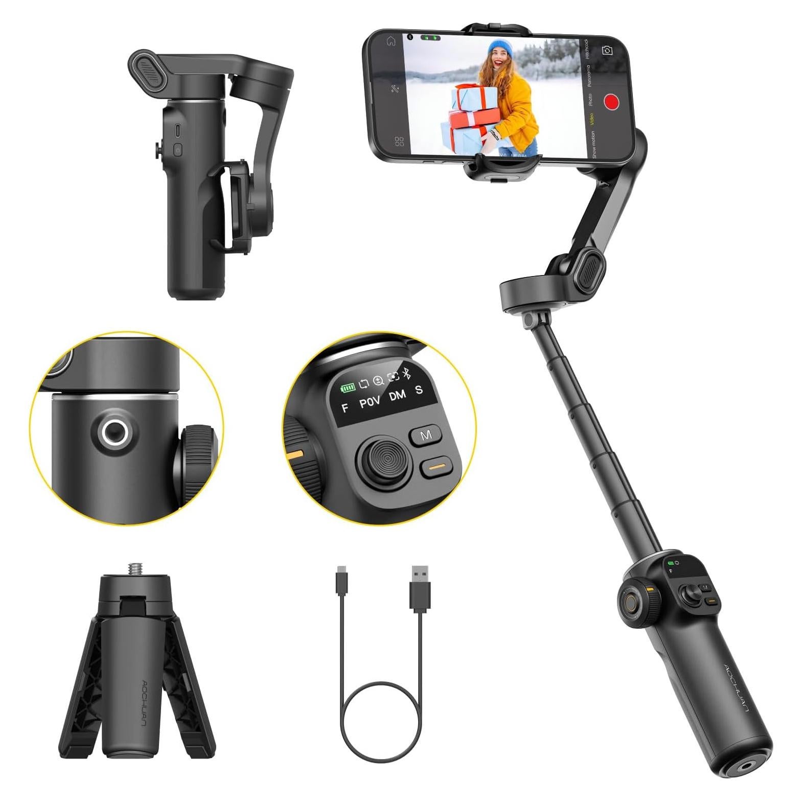 Gimbal Estabilizador 3 Ejes AOCHUAN Smart X2 Negro 19.8 cm