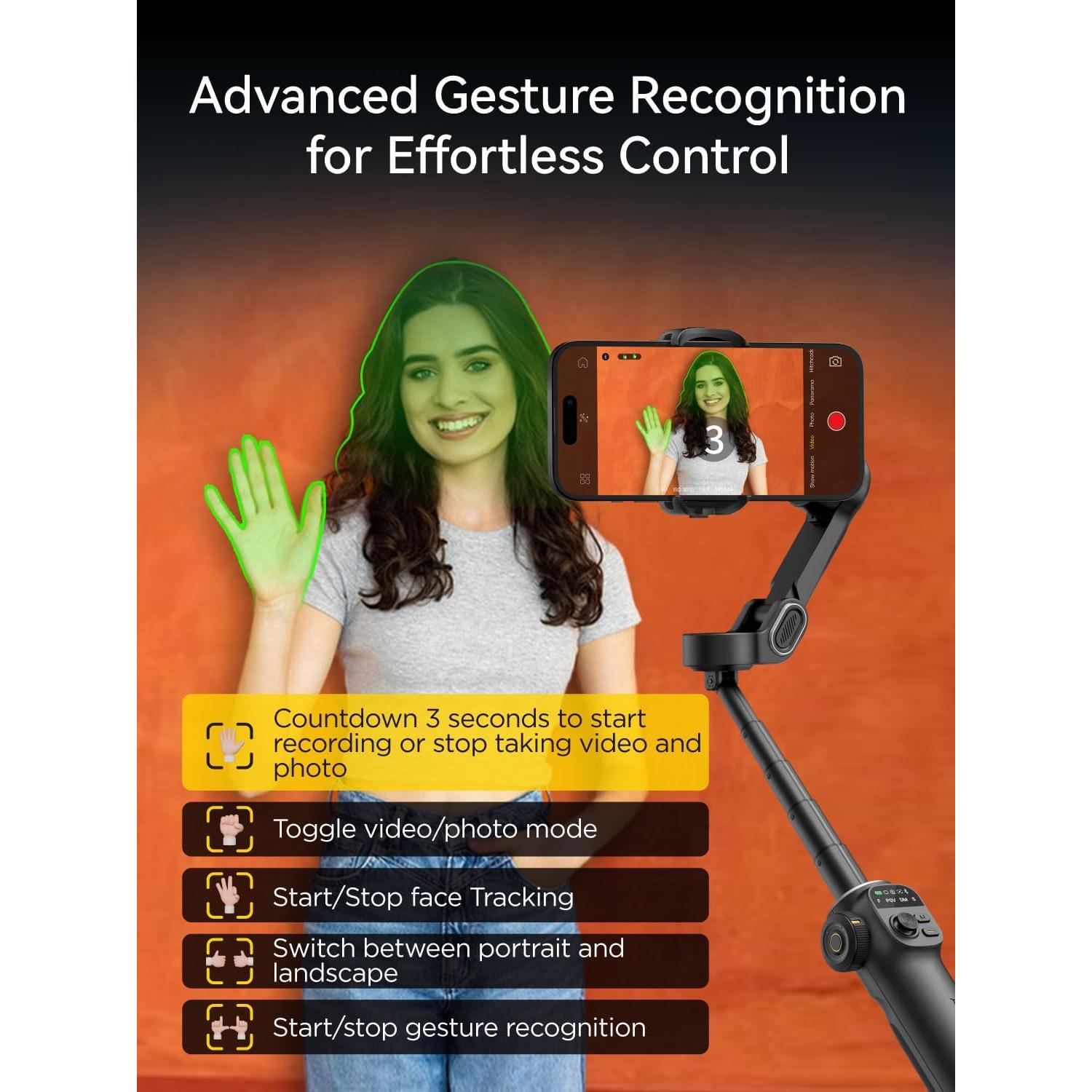 Gimbal Estabilizador 3 Ejes AOCHUAN Smart X2 Negro 19.8 cm