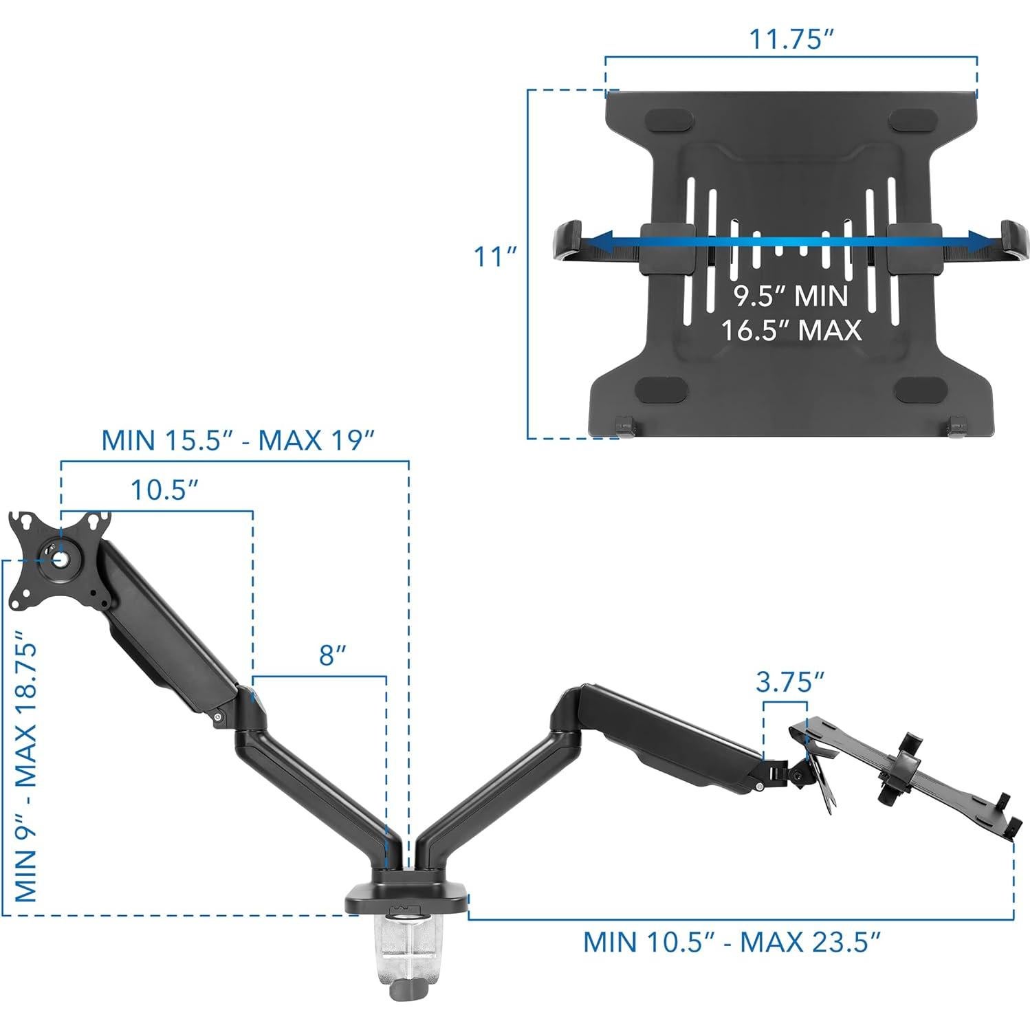 Soporte de Escritorio Ergonómico Mount-It! para Laptop y Monitor