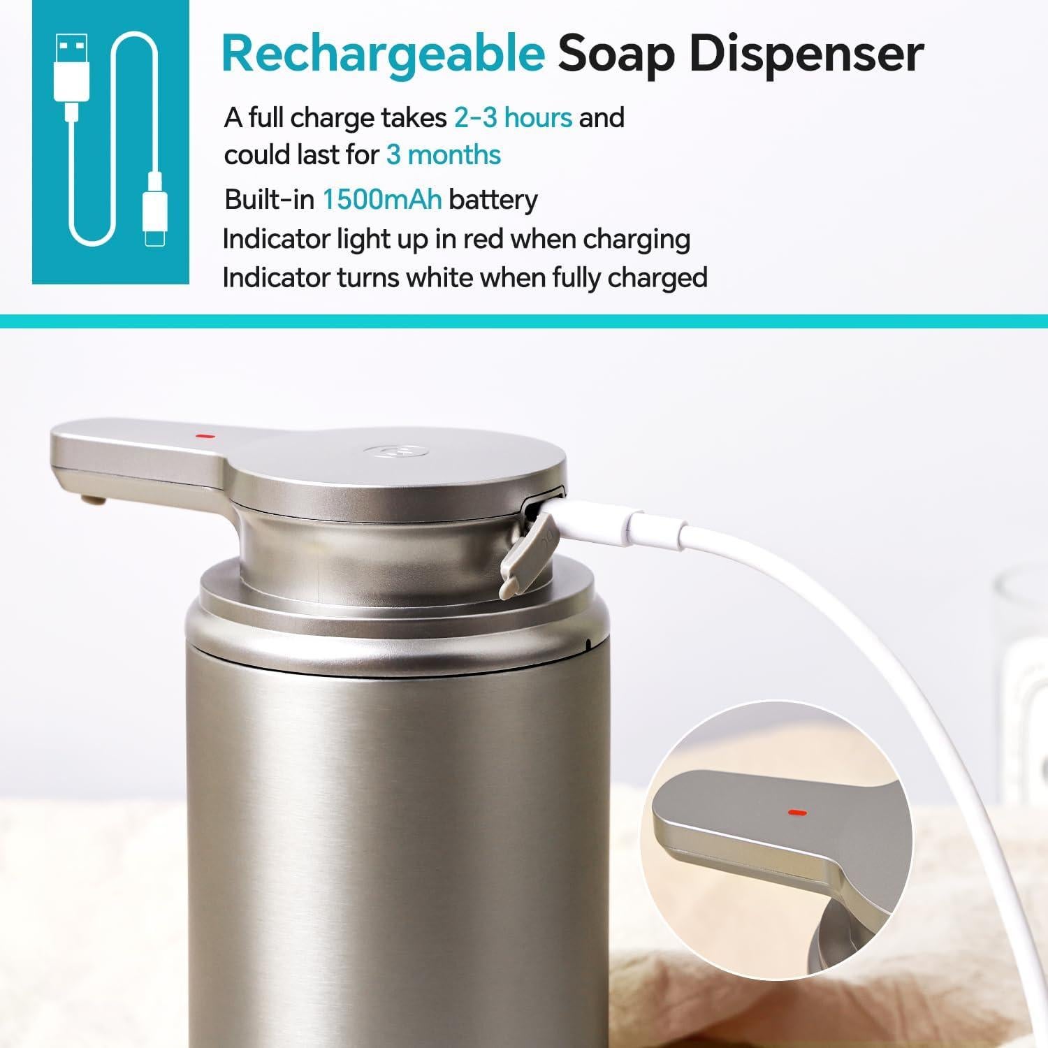 Dispensador Automático de Jabón Espumoso LAOPAO Plata Recargable