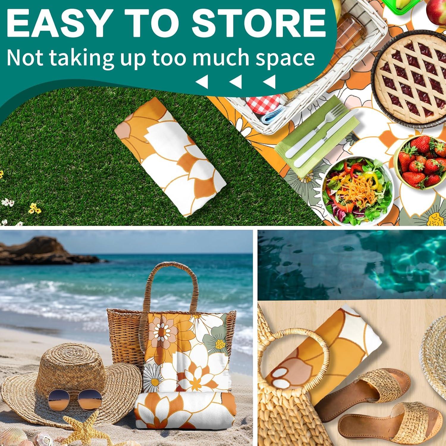 Toalla de Playa Microfibra GAIIIIYOU 210x100 cm Naranja Floral