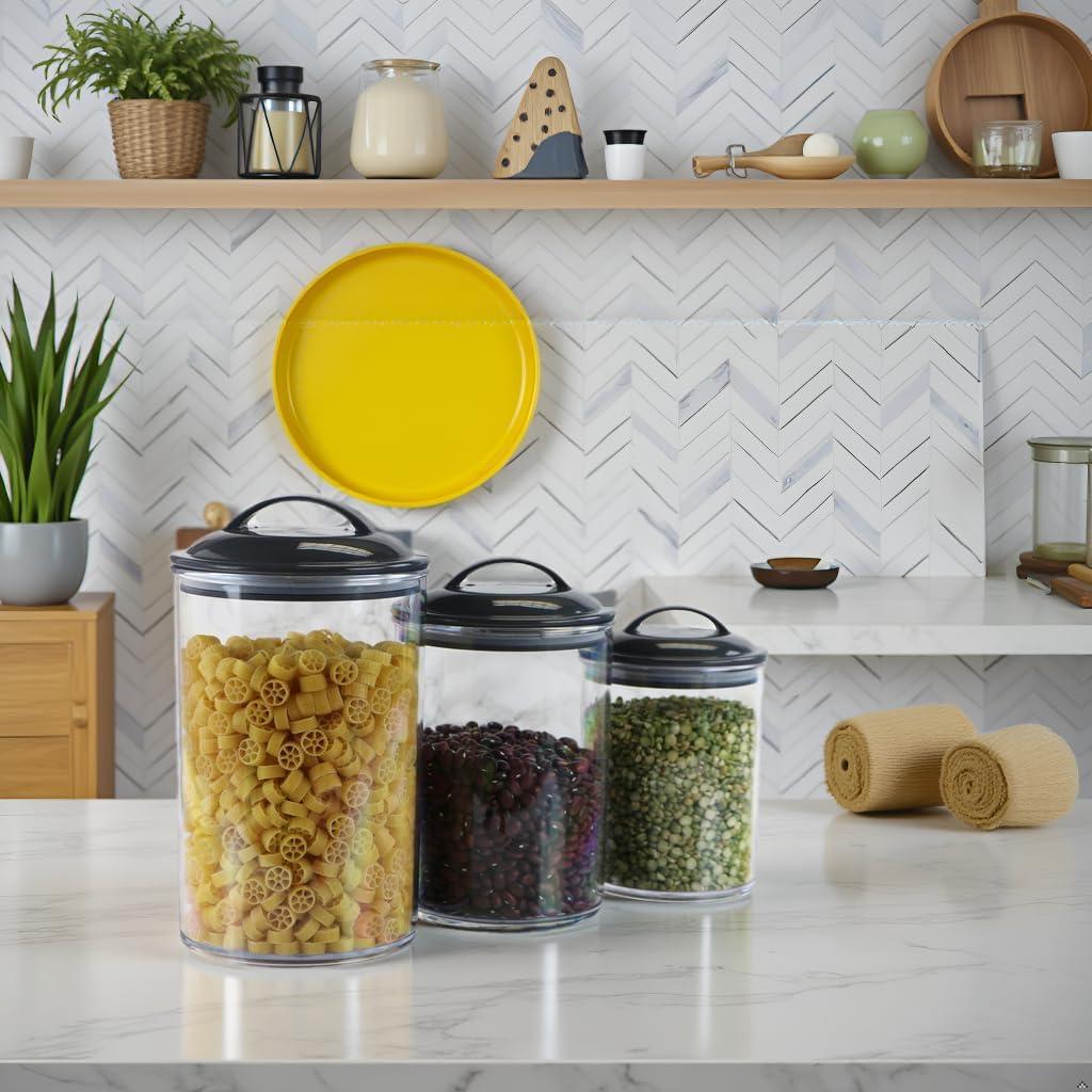 Set de 3 Tarros de Almacenamiento Acrílicos Reston Lloyd Negro