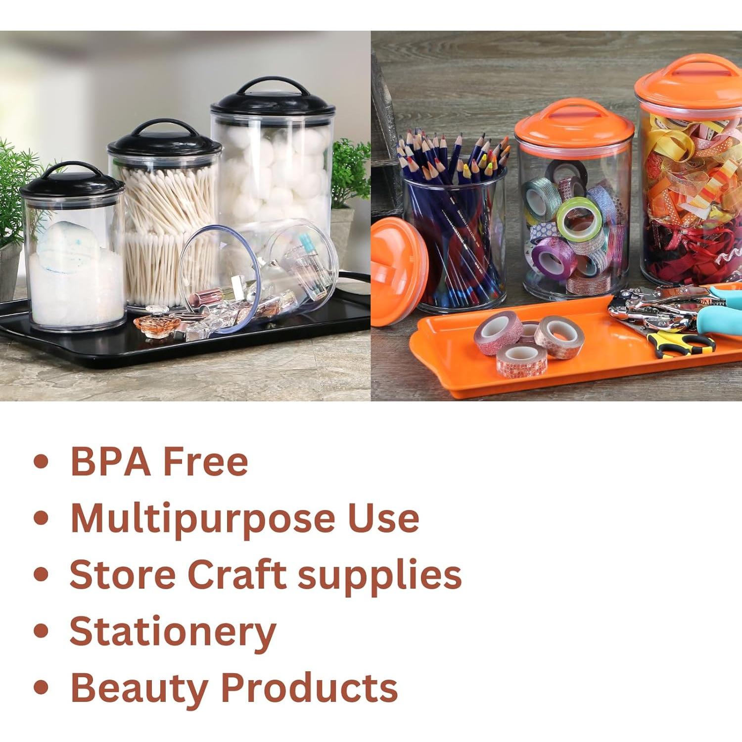 Set de 3 Tarros de Almacenamiento Acrílicos Reston Lloyd Negro