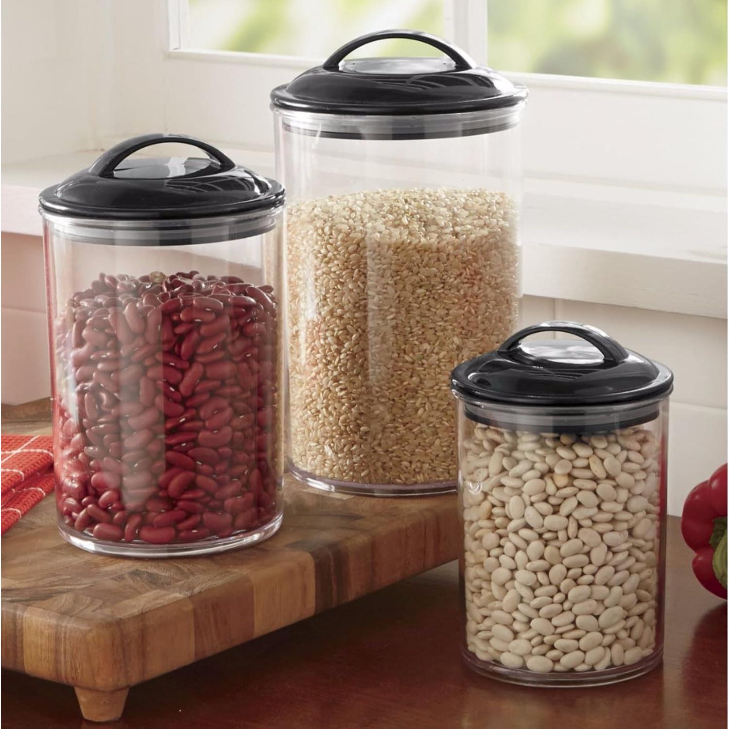 Set de 3 Tarros de Almacenamiento Acrílicos Reston Lloyd Negro