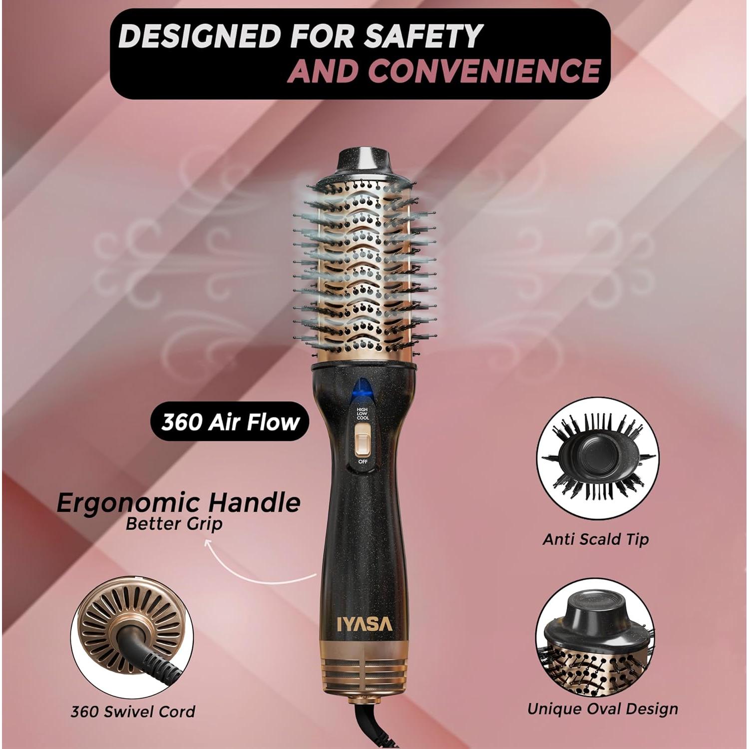 Cepillo Secador IYASA 30.2 cm, Tecnología Iónica, Negro